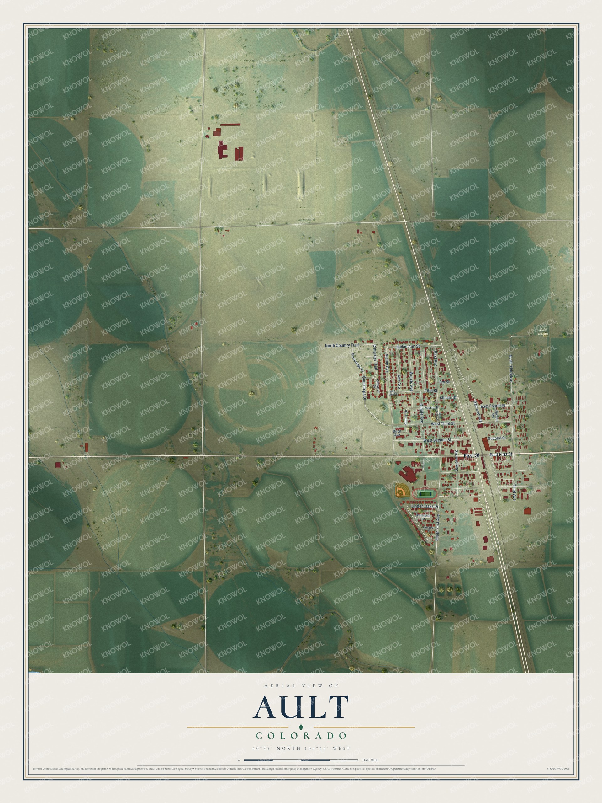 Watermarked full-map preview of Ault, Colorado