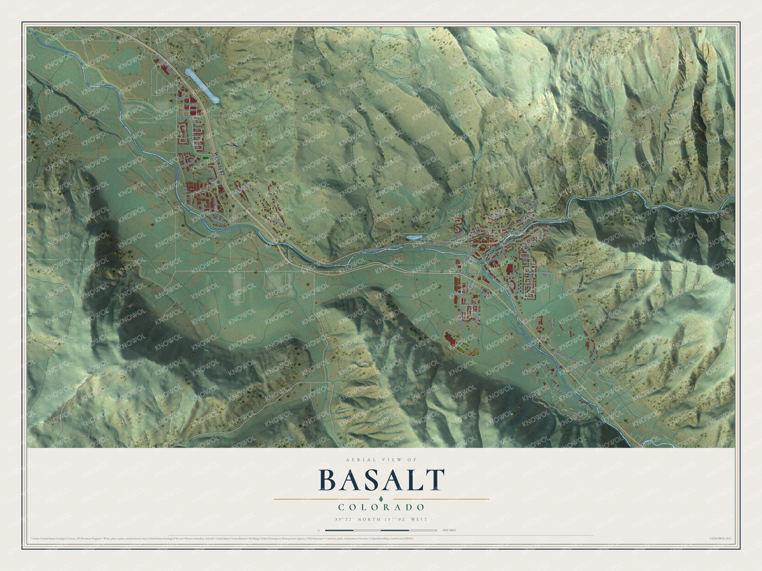 Watermarked full-map preview of Basalt, Colorado
