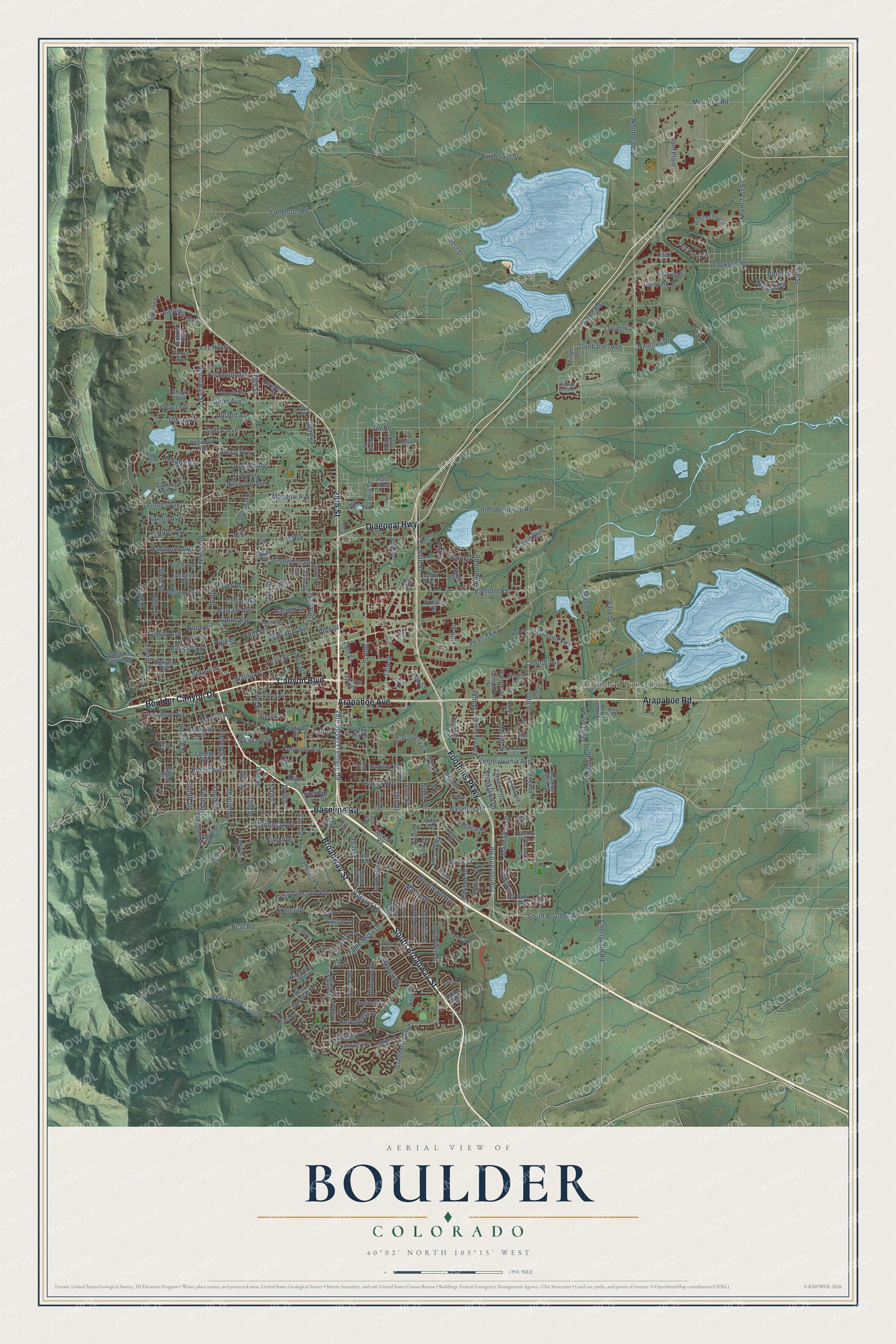 Watermarked full-map preview of Boulder, Colorado