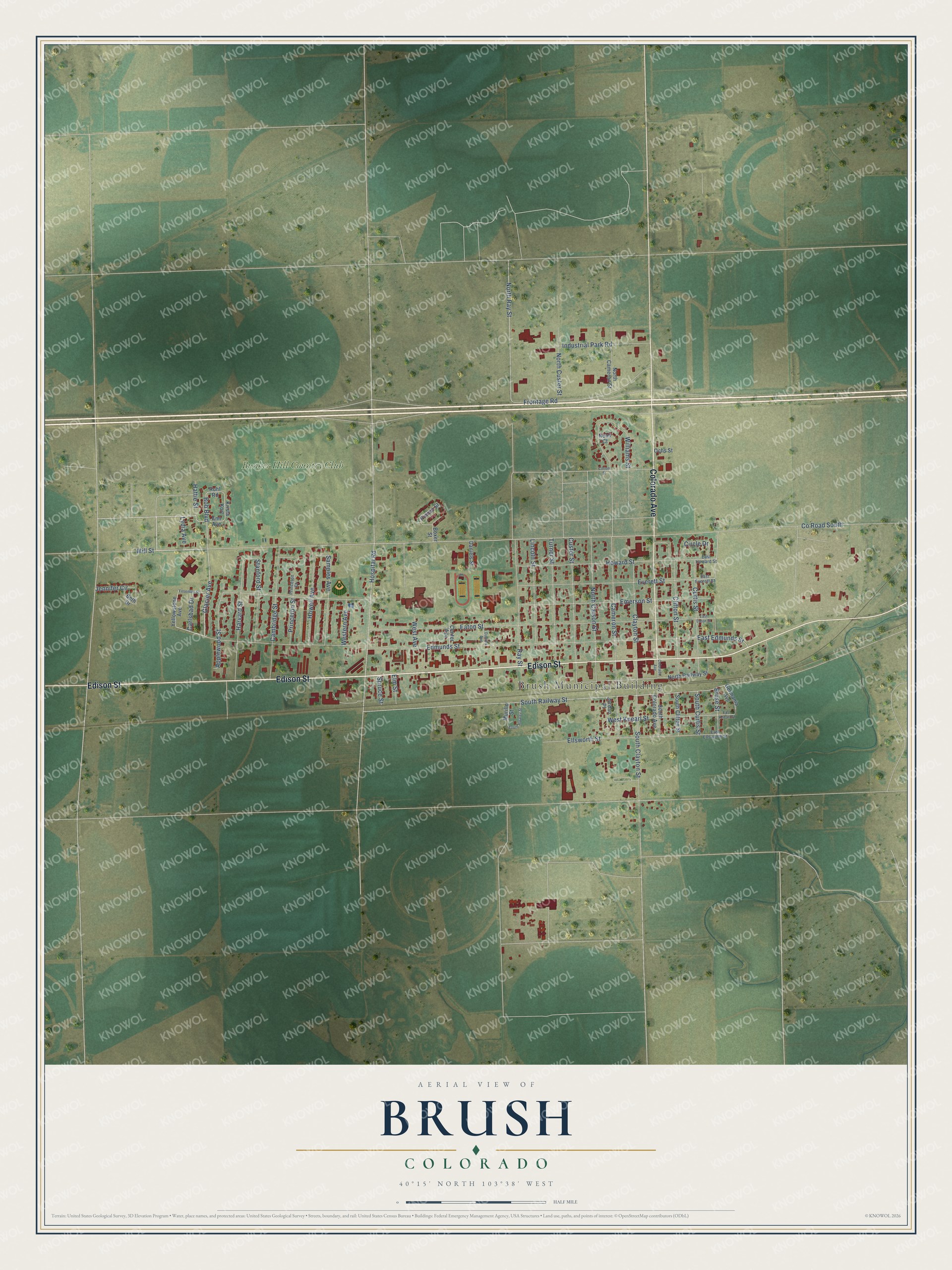 Watermarked full-map preview of Brush, Colorado