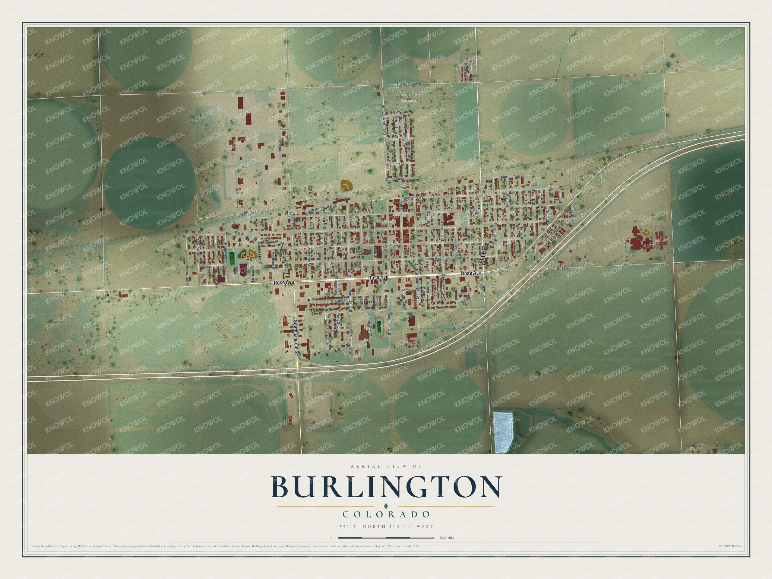 Watermarked full-map preview of Burlington, Colorado