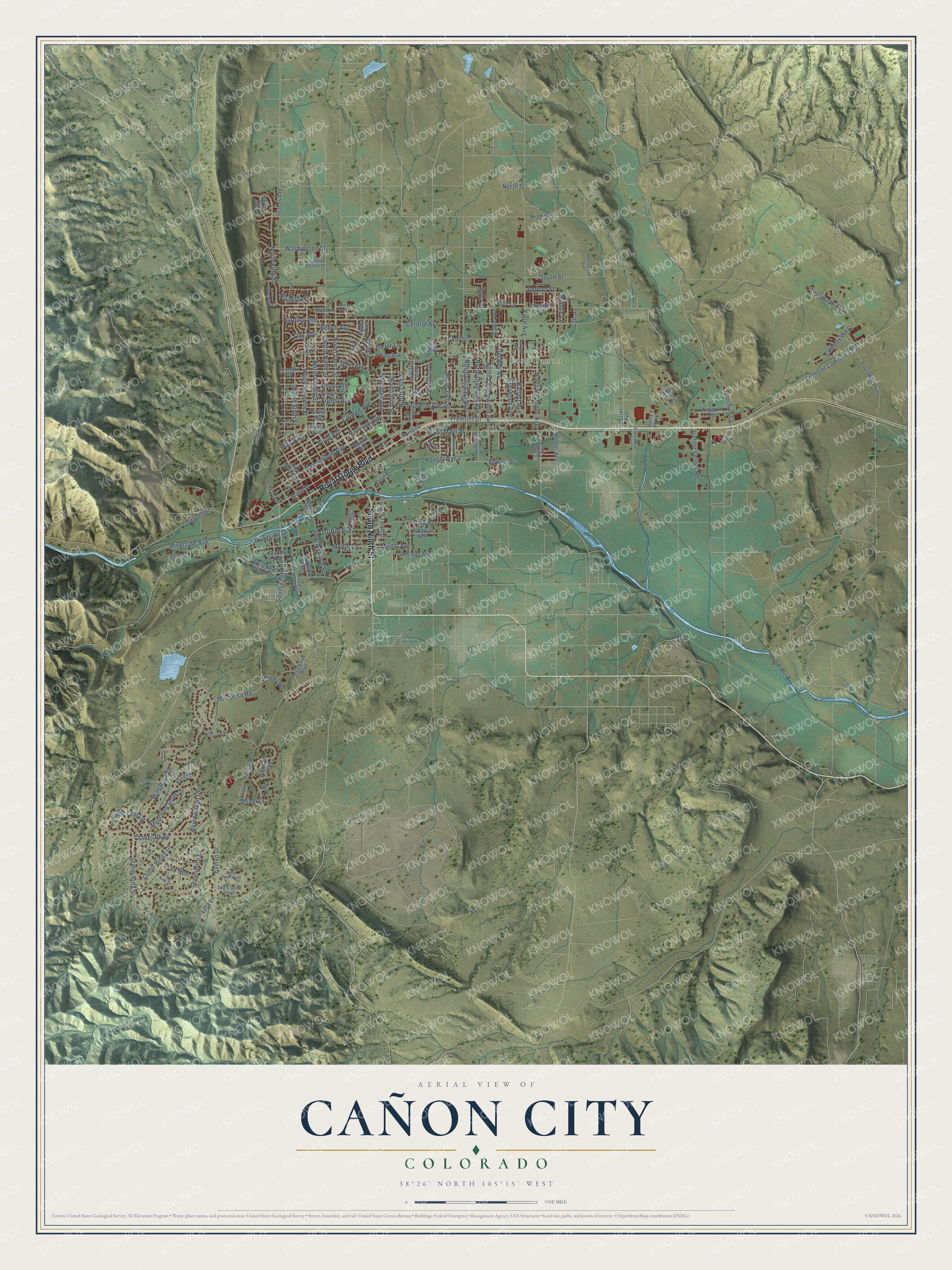 Watermarked full-map preview of Cañon City, Colorado