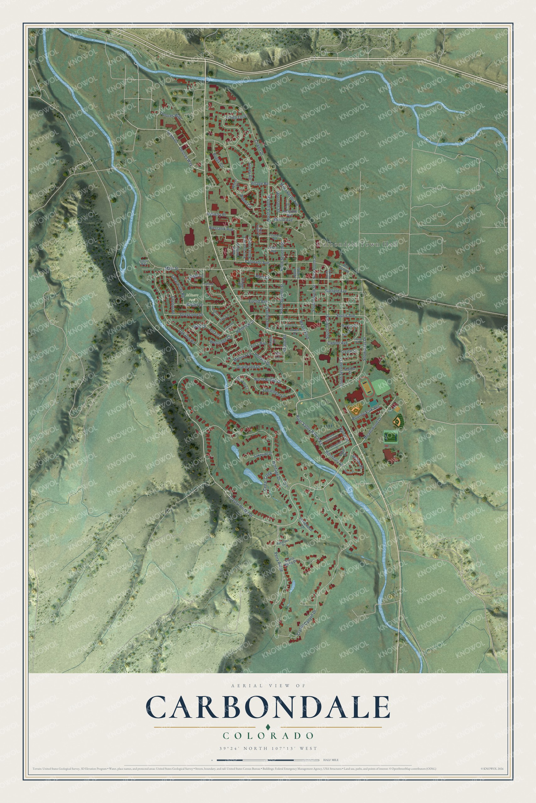 Watermarked full-map preview of Carbondale, Colorado