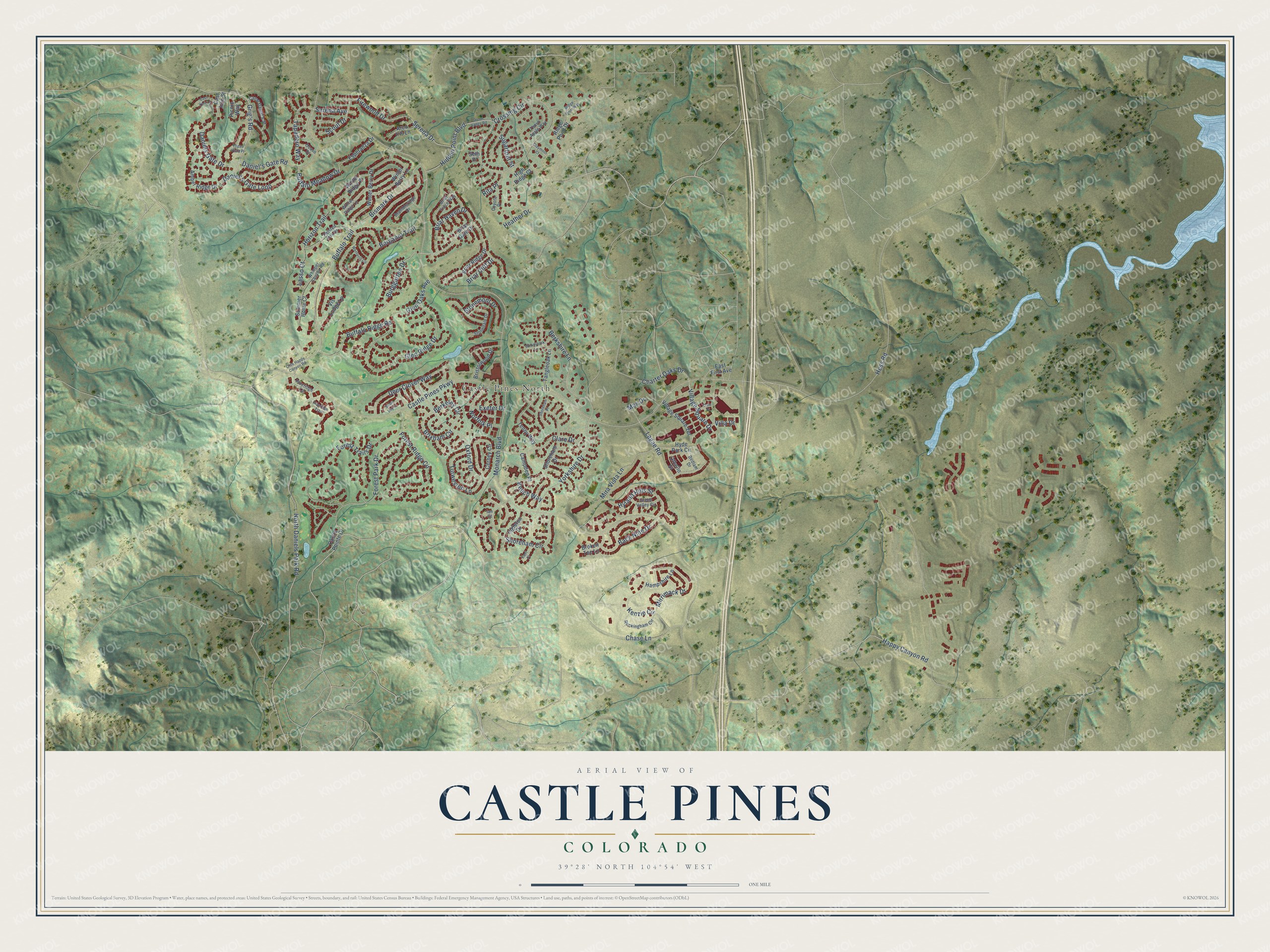 Watermarked full-map preview of Castle Pines, Colorado