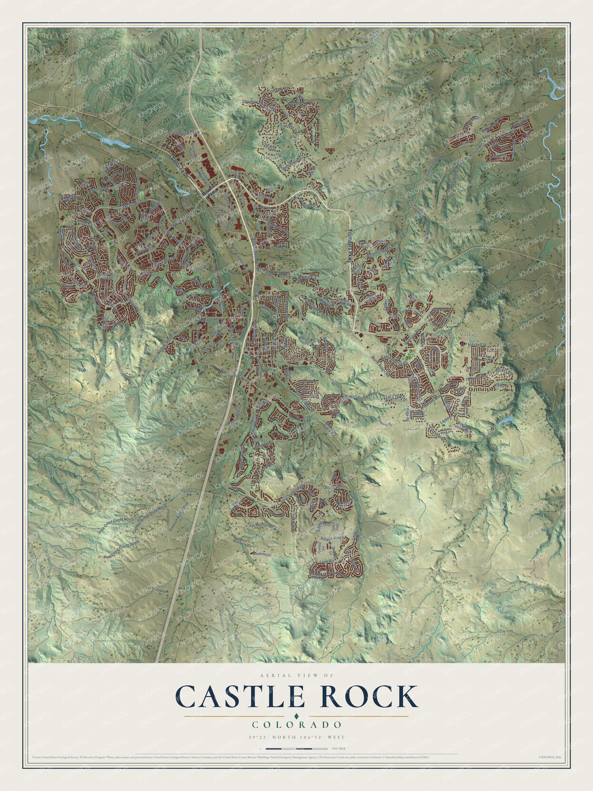 Watermarked full-map preview of Castle Rock, Colorado