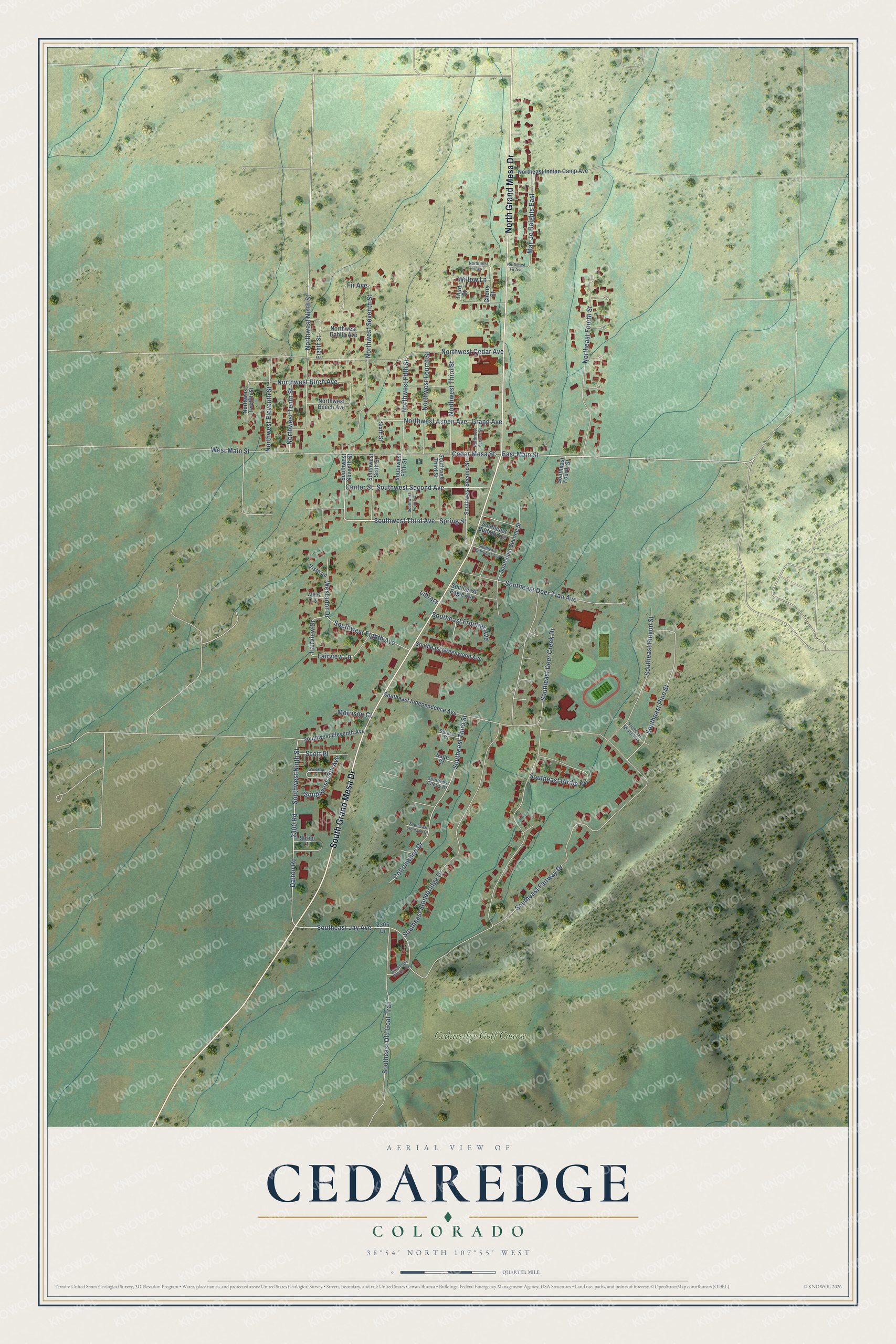 Watermarked full-map preview of Cedaredge, Colorado