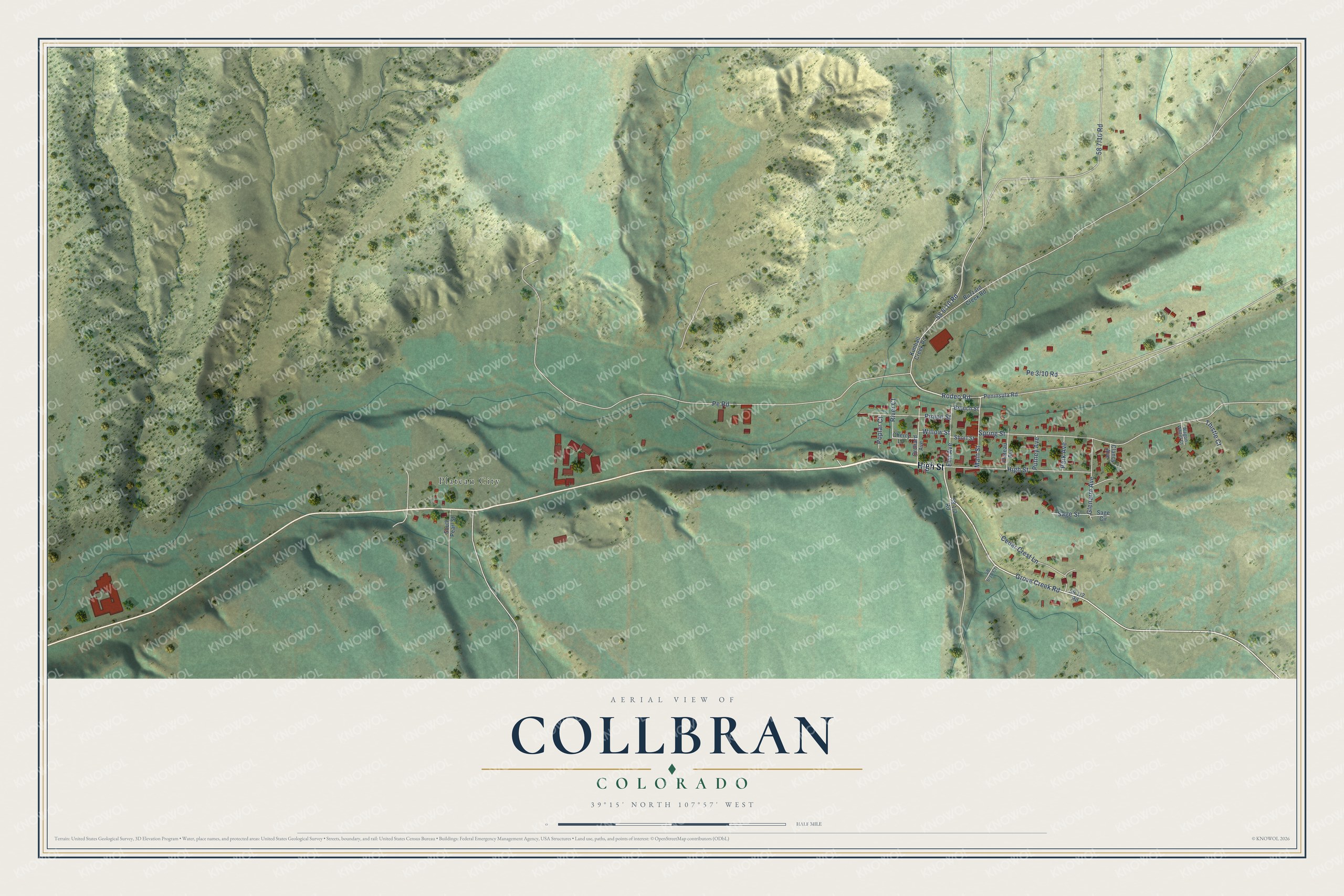 Watermarked full-map preview of Collbran, Colorado