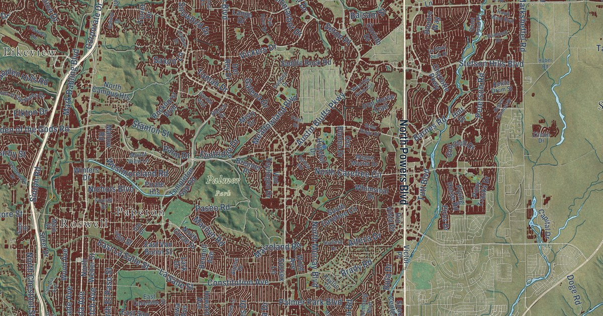 Map of Colorado Springs, Colorado in 2026