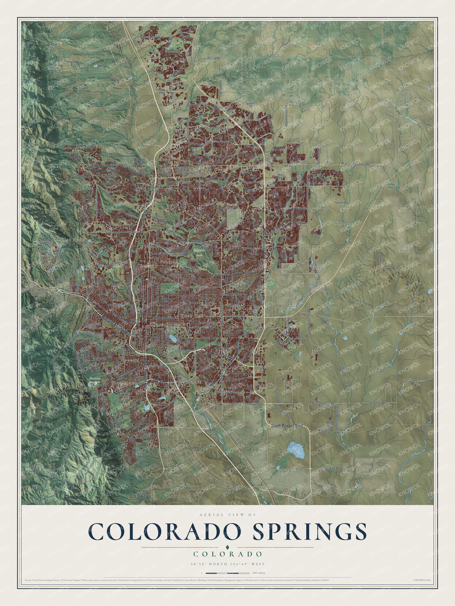 Watermarked full-map preview of Colorado Springs, Colorado