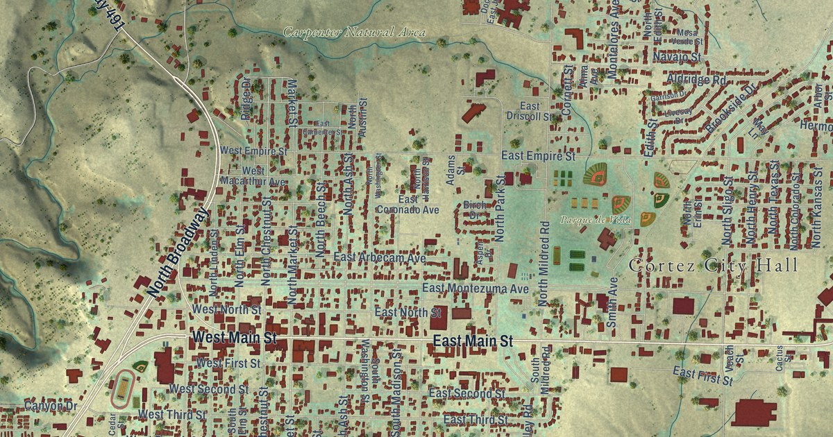 Map of Cortez, Colorado in 2026