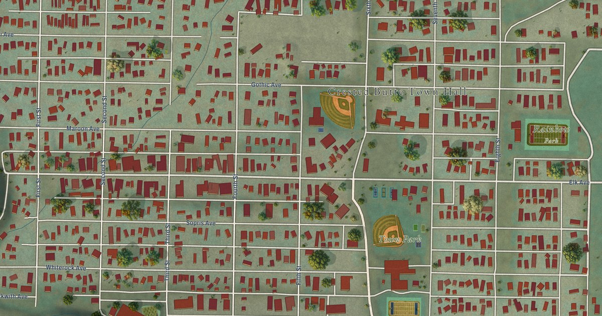Map of Crested Butte, Colorado in 2026