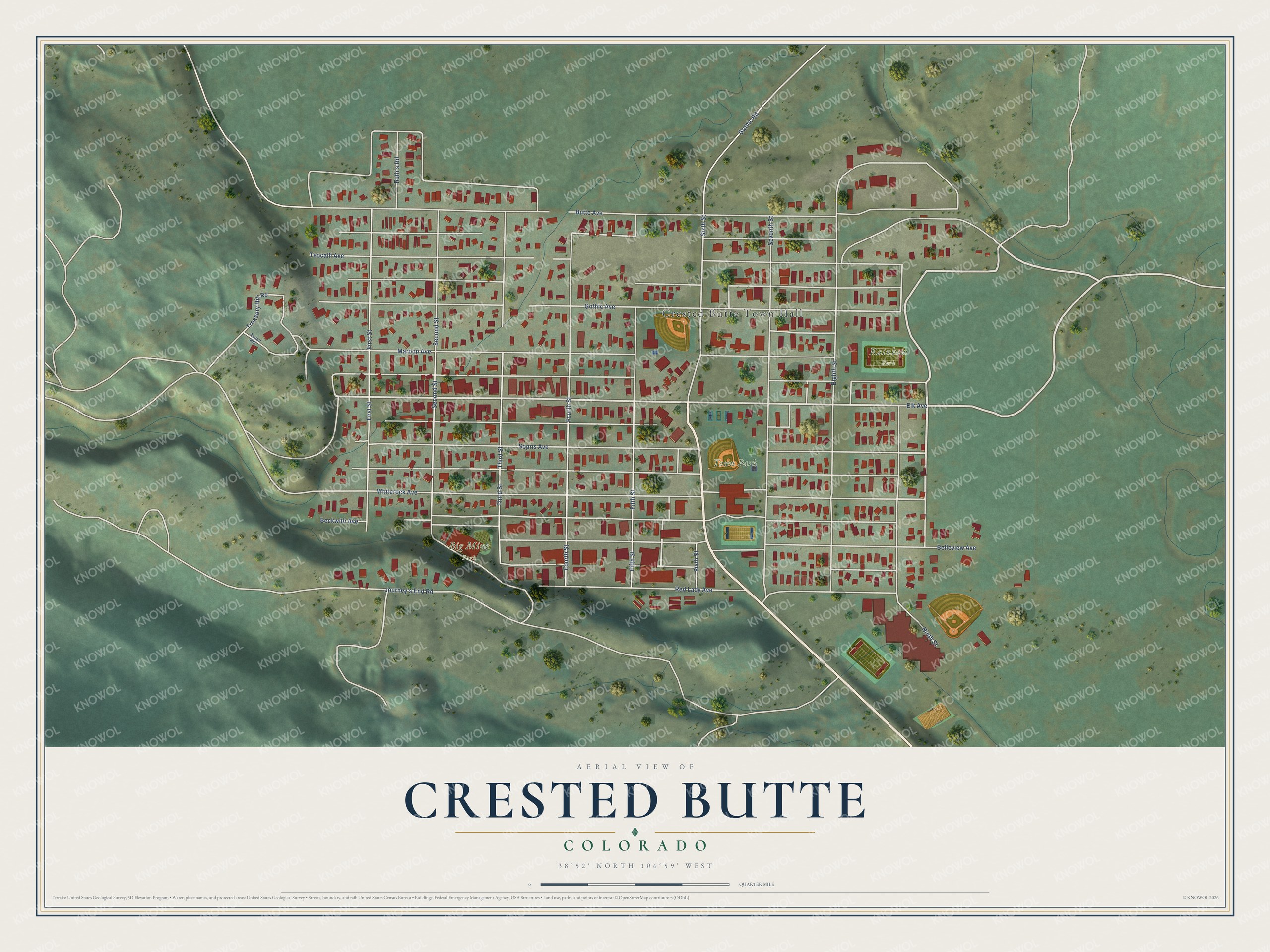 Watermarked full-map preview of Crested Butte, Colorado