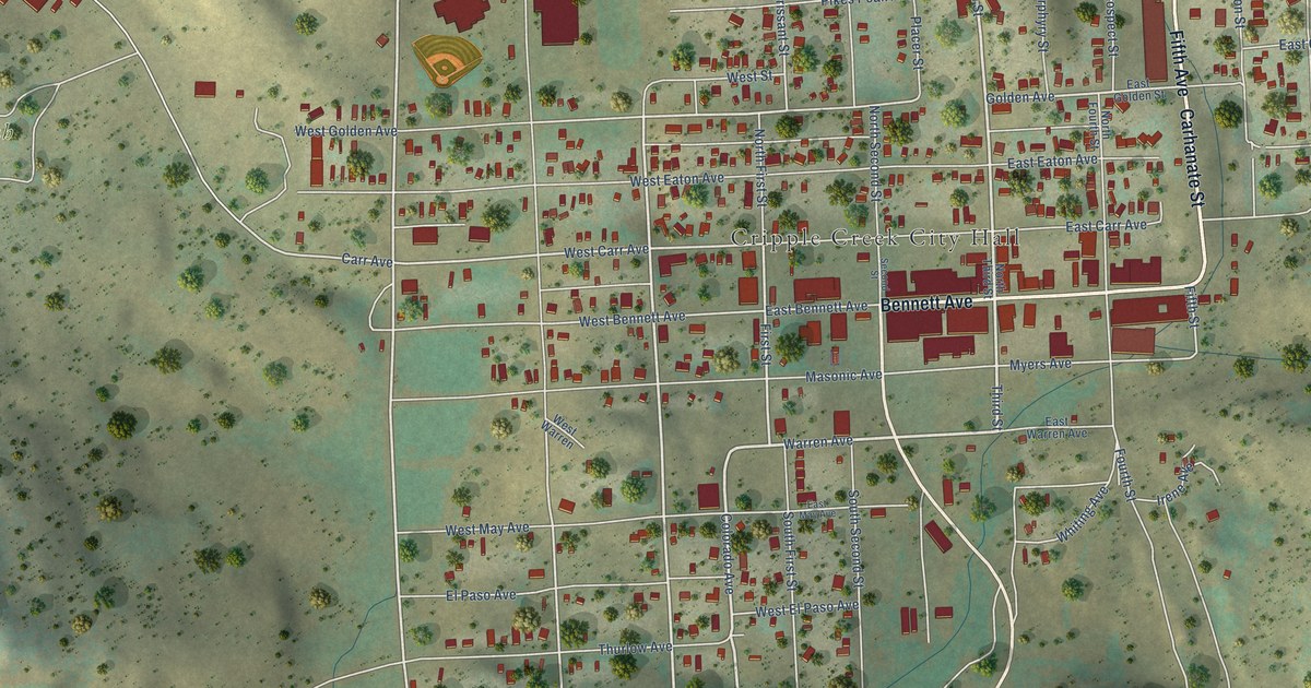 Map of Cripple Creek, Colorado in 2026