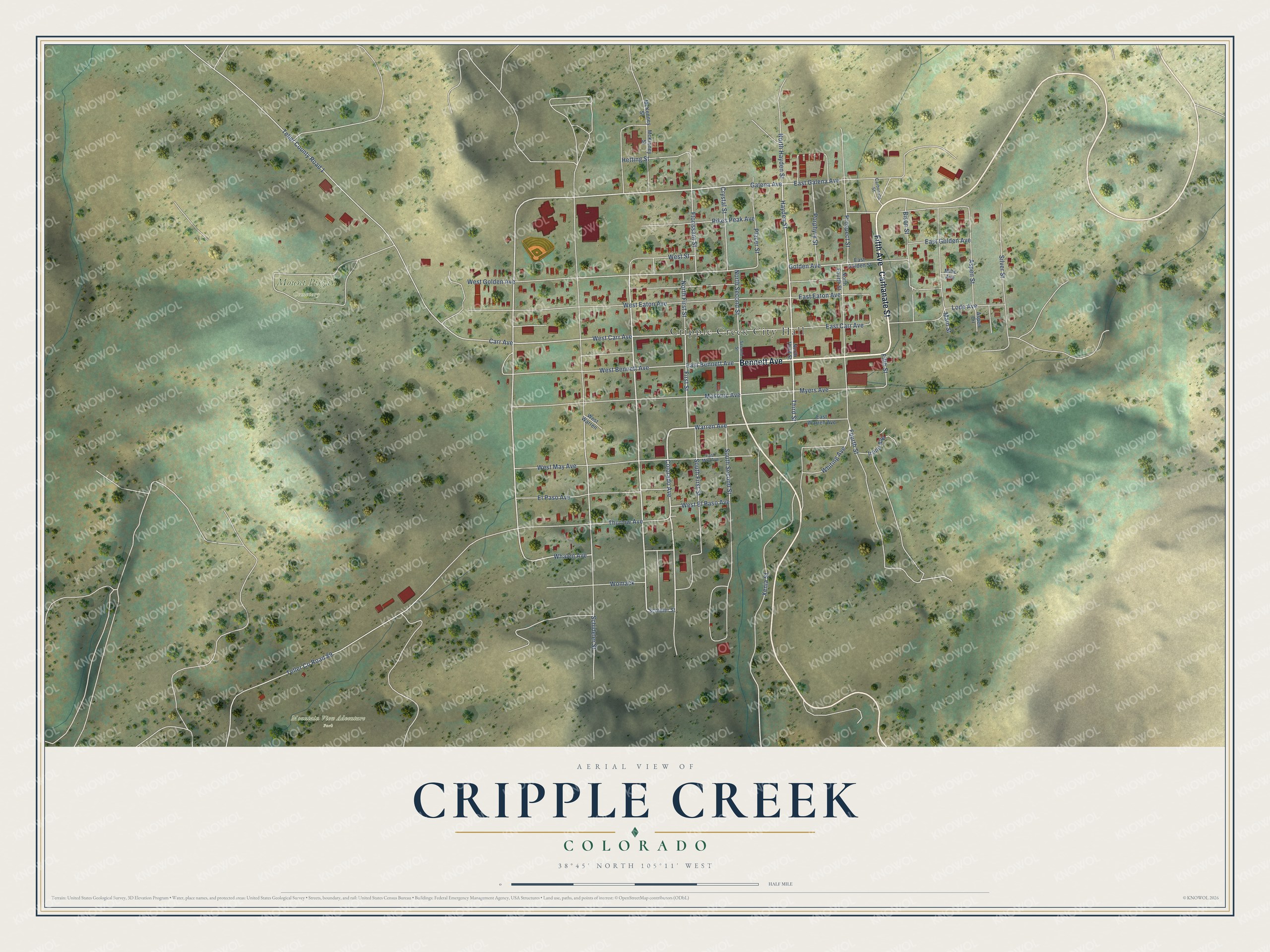Watermarked full-map preview of Cripple Creek, Colorado