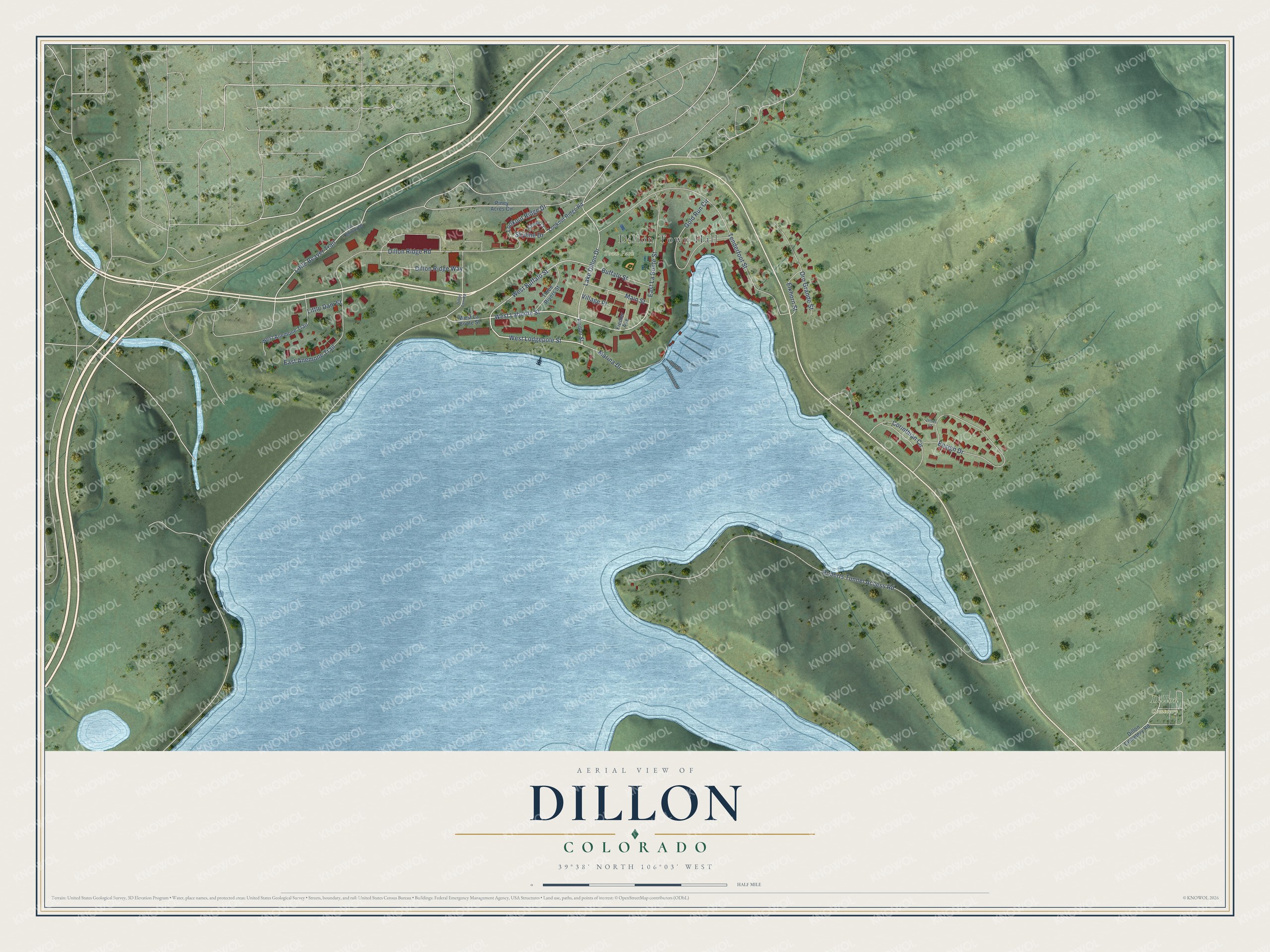 Watermarked full-map preview of Dillon, Colorado