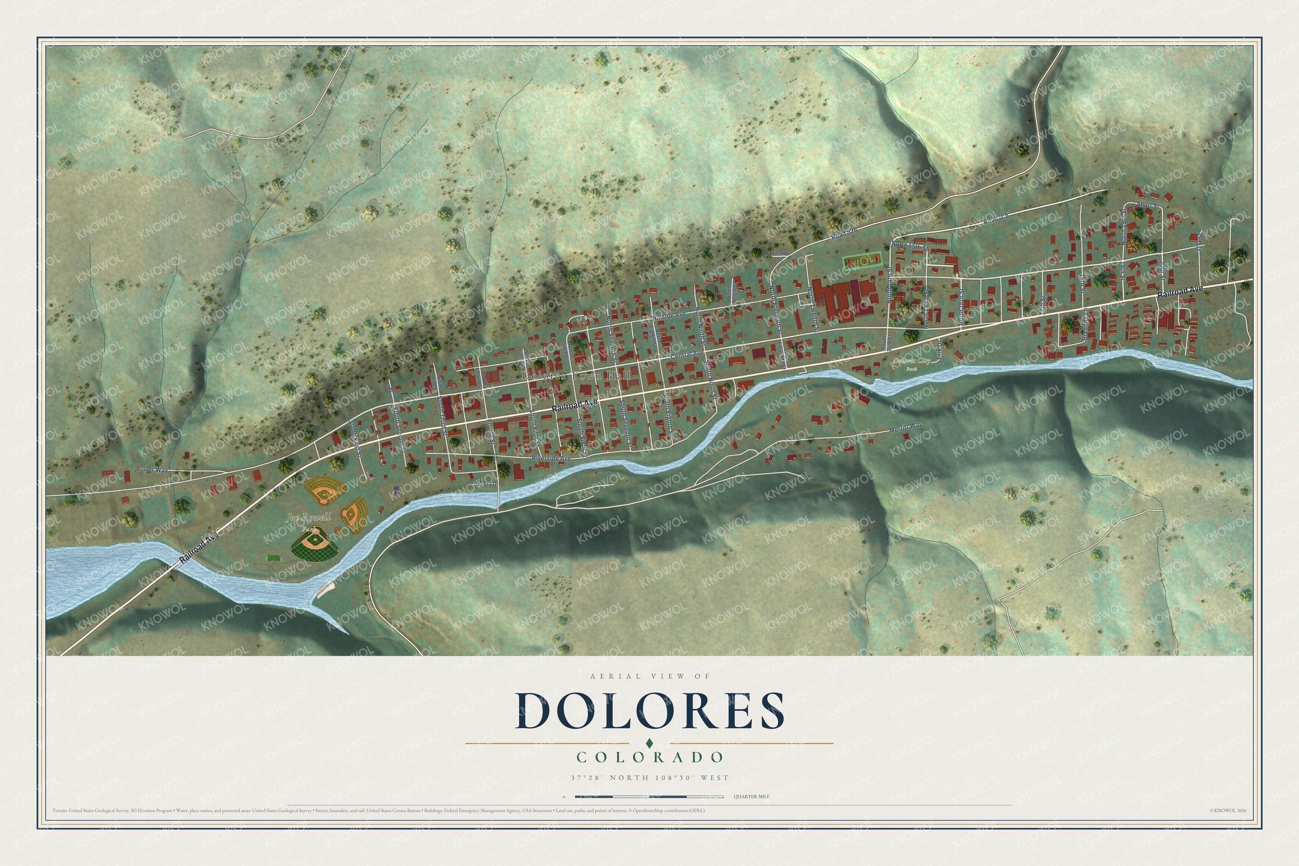 Watermarked full-map preview of Dolores, Colorado
