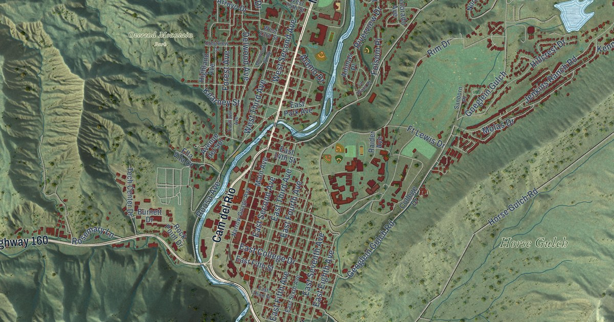 Map of Durango, Colorado in 2026