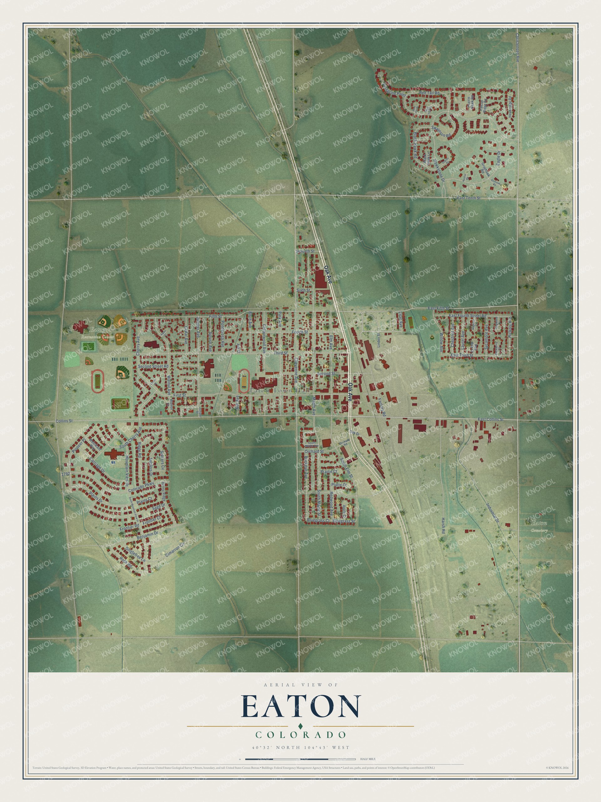 Watermarked full-map preview of Eaton, Colorado