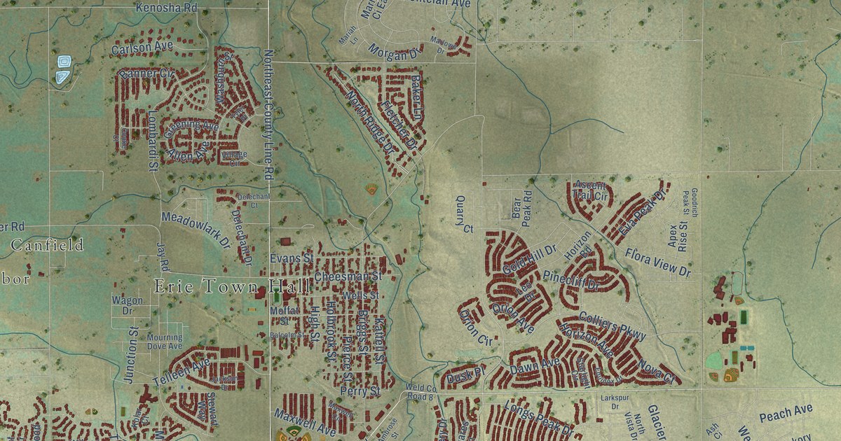 Map of Erie, Colorado in 2026