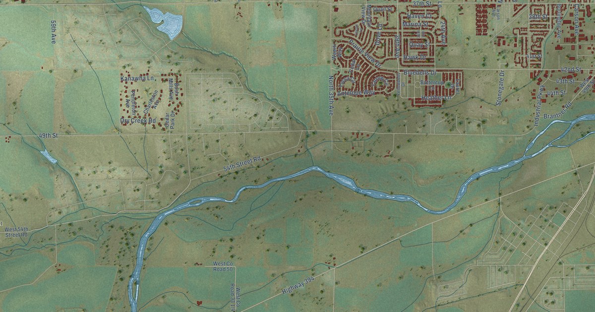 Map of Evans, Colorado in 2026