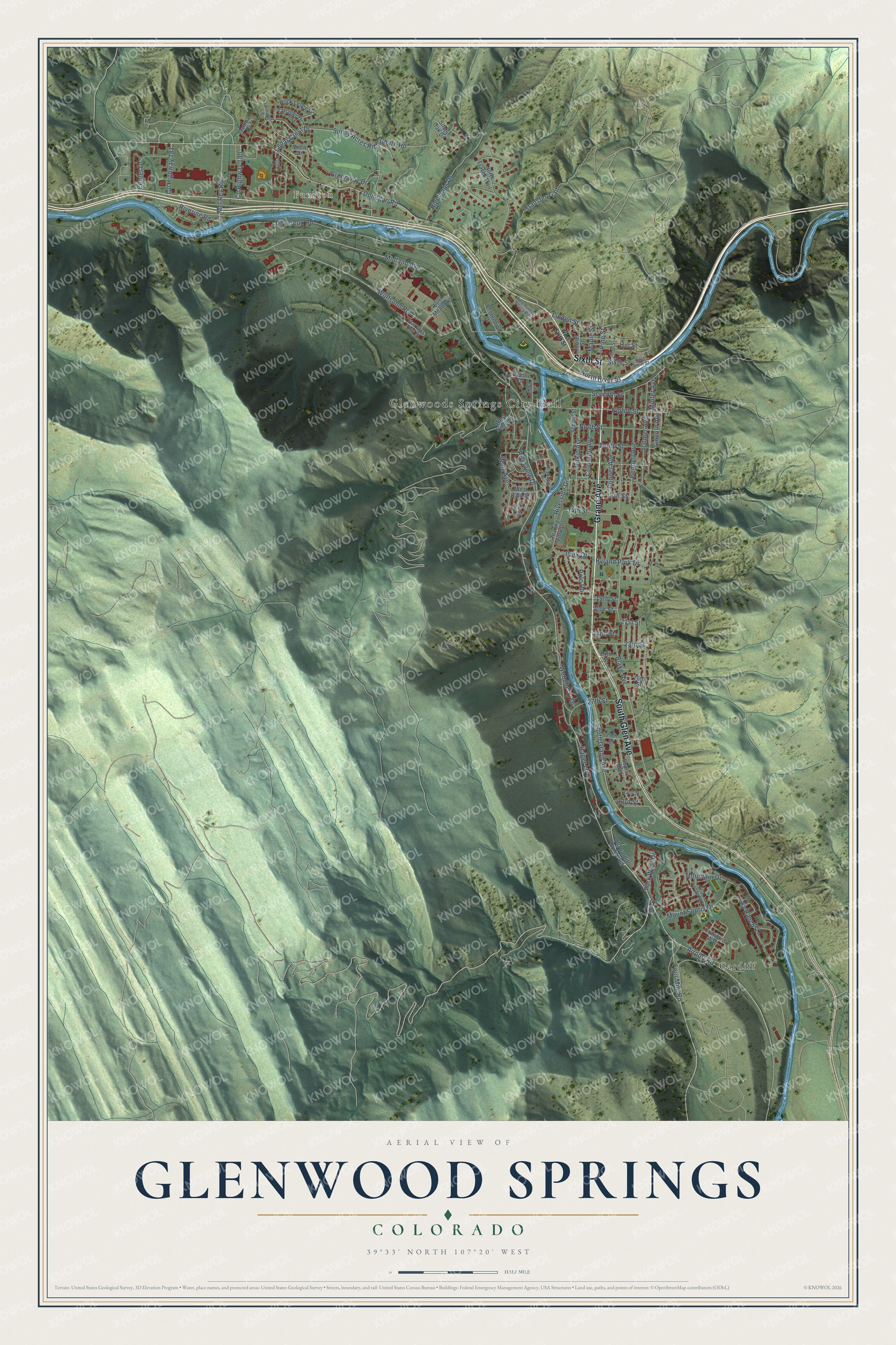 Watermarked full-map preview of Glenwood Springs, Colorado