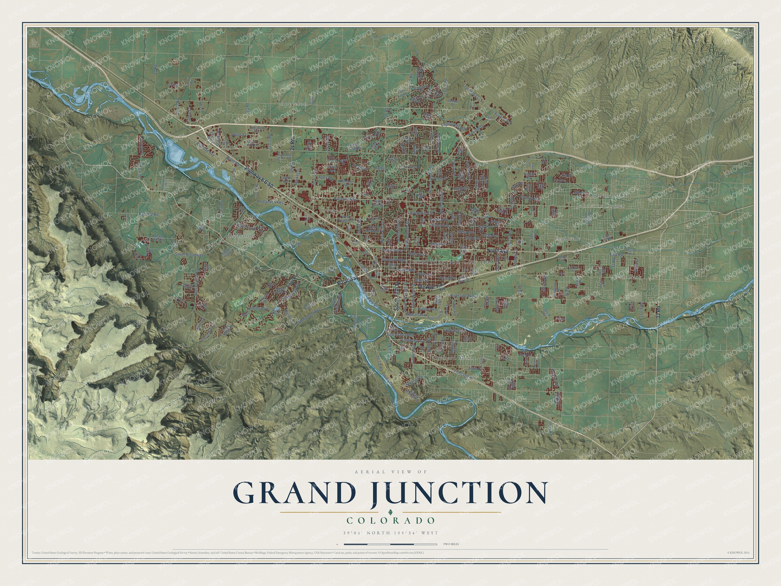 Watermarked full-map preview of Grand Junction, Colorado