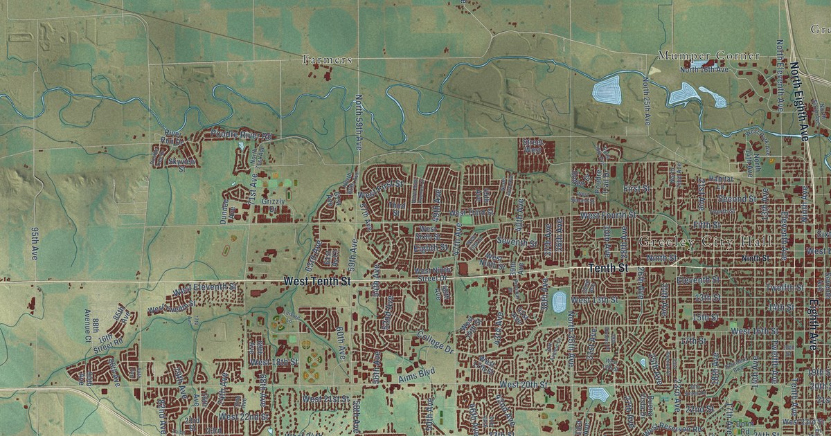 Map of Greeley, Colorado in 2026