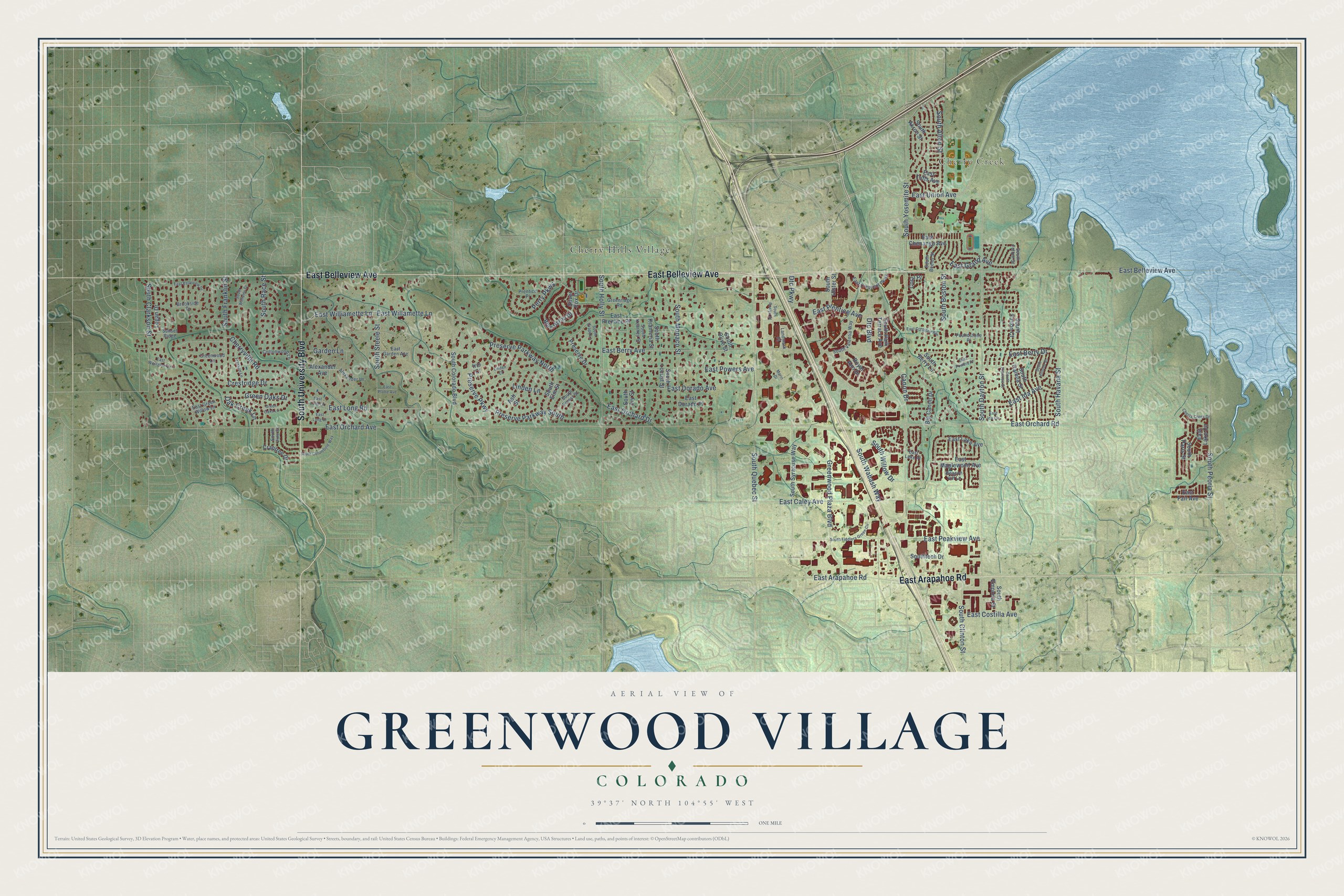 Watermarked full-map preview of Greenwood Village, Colorado