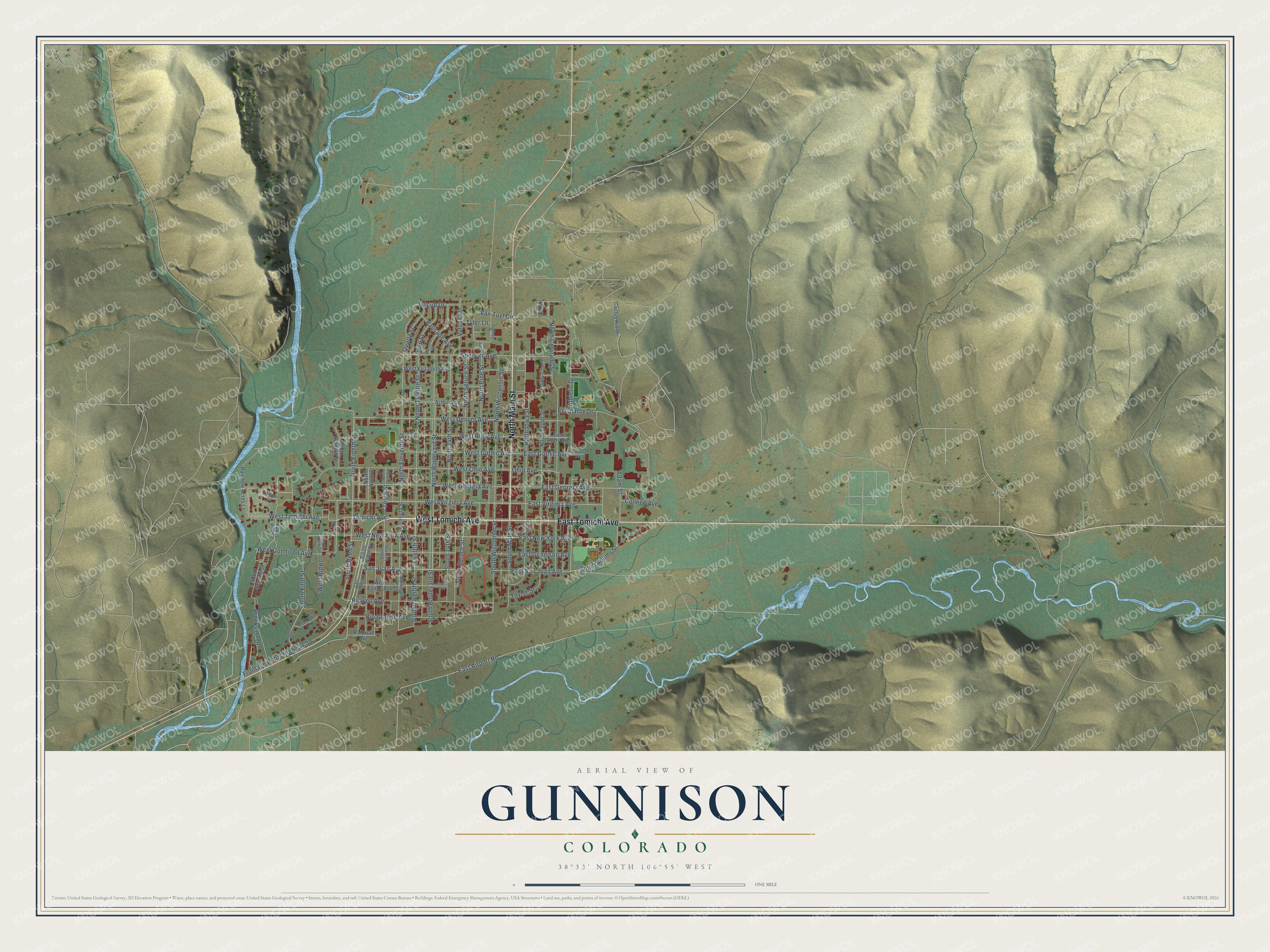 Watermarked full-map preview of Gunnison, Colorado