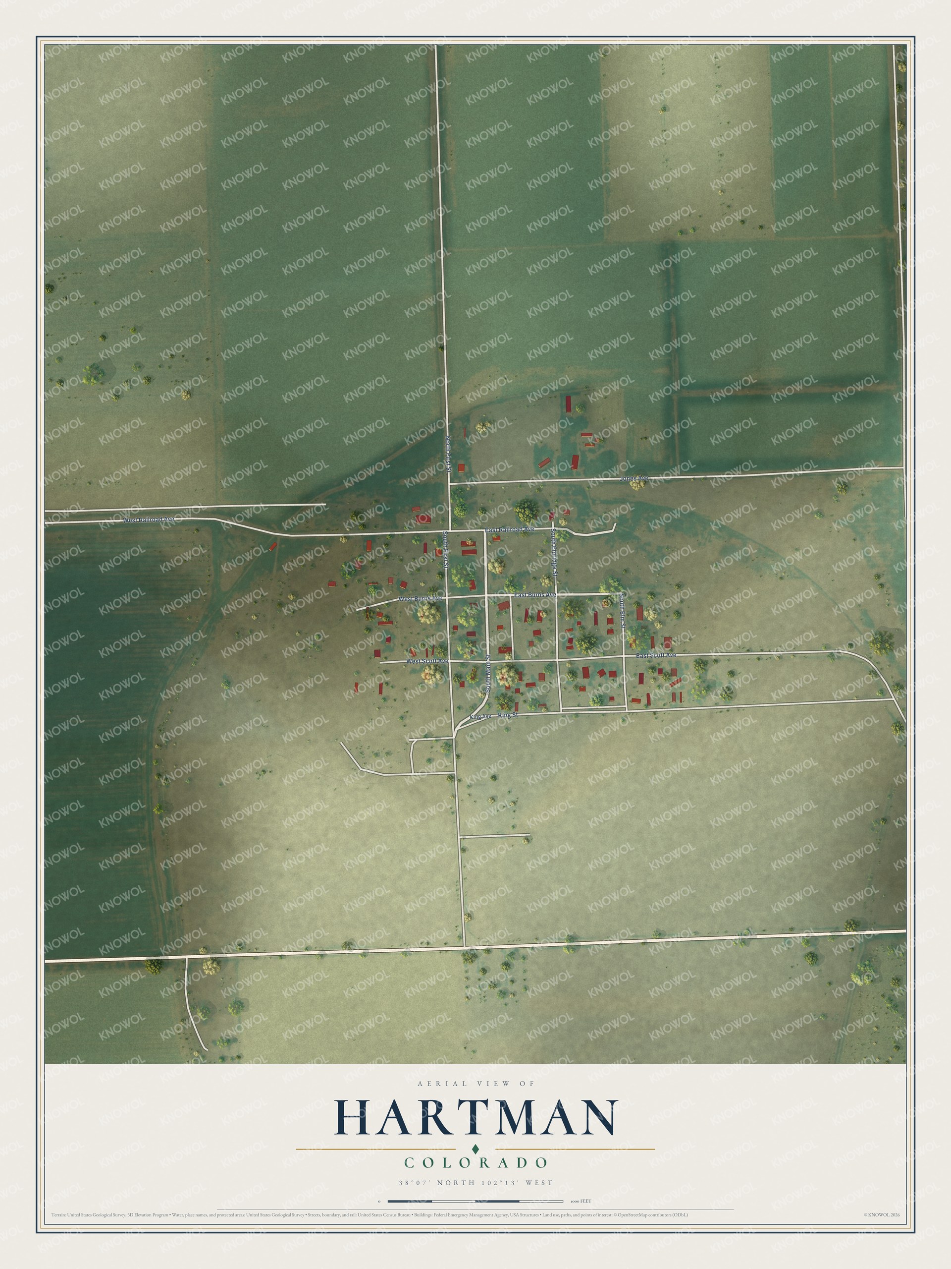 Watermarked full-map preview of Hartman, Colorado