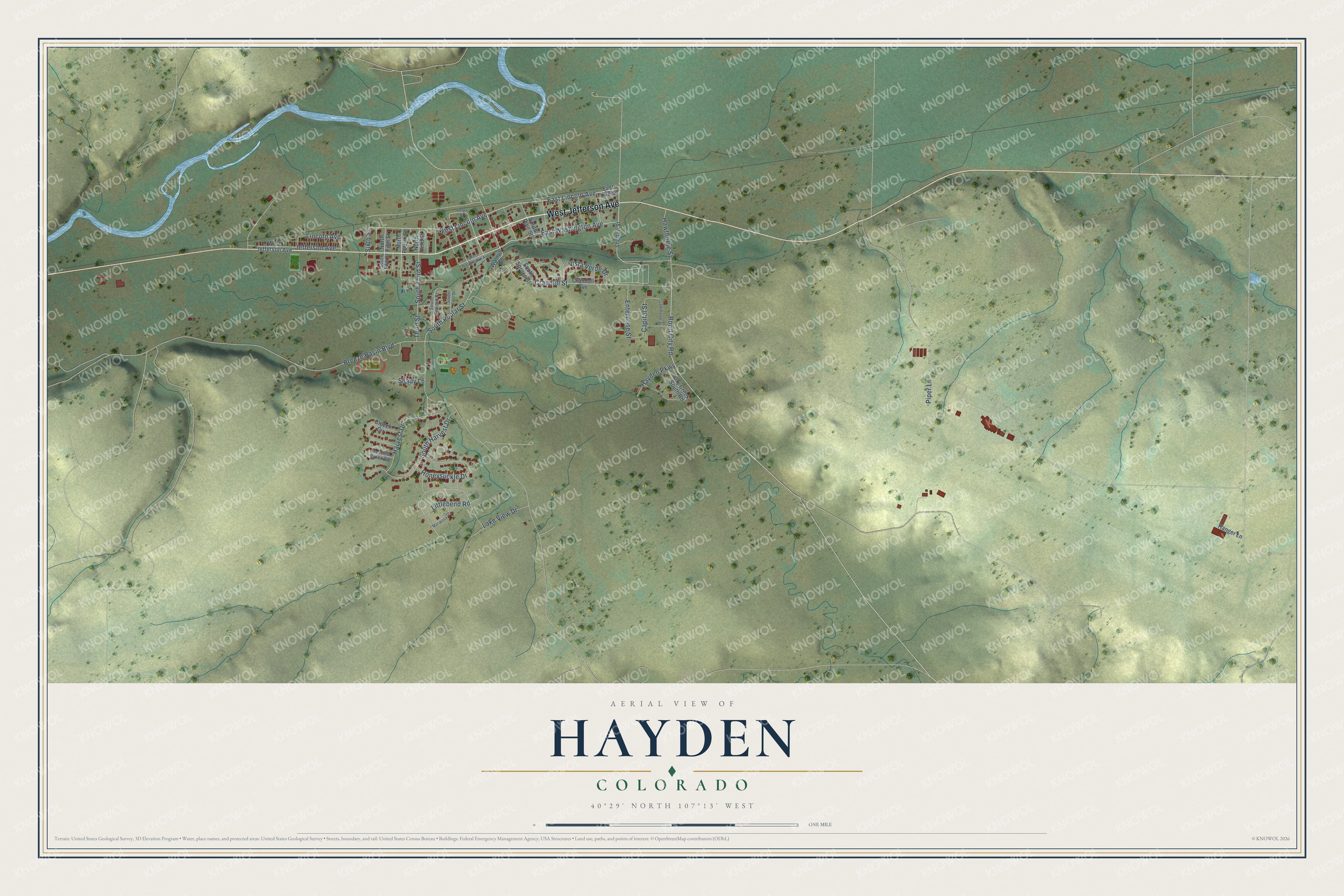 Watermarked full-map preview of Hayden, Colorado