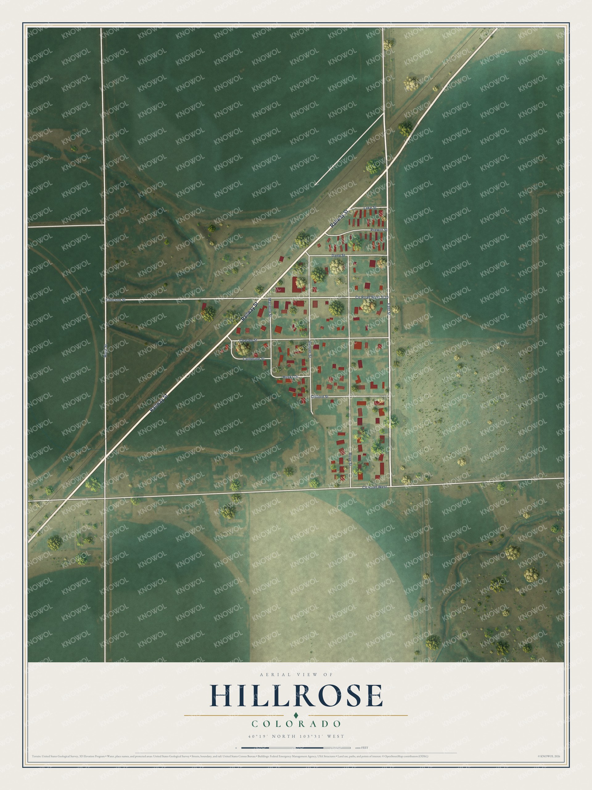 Watermarked full-map preview of Hillrose, Colorado
