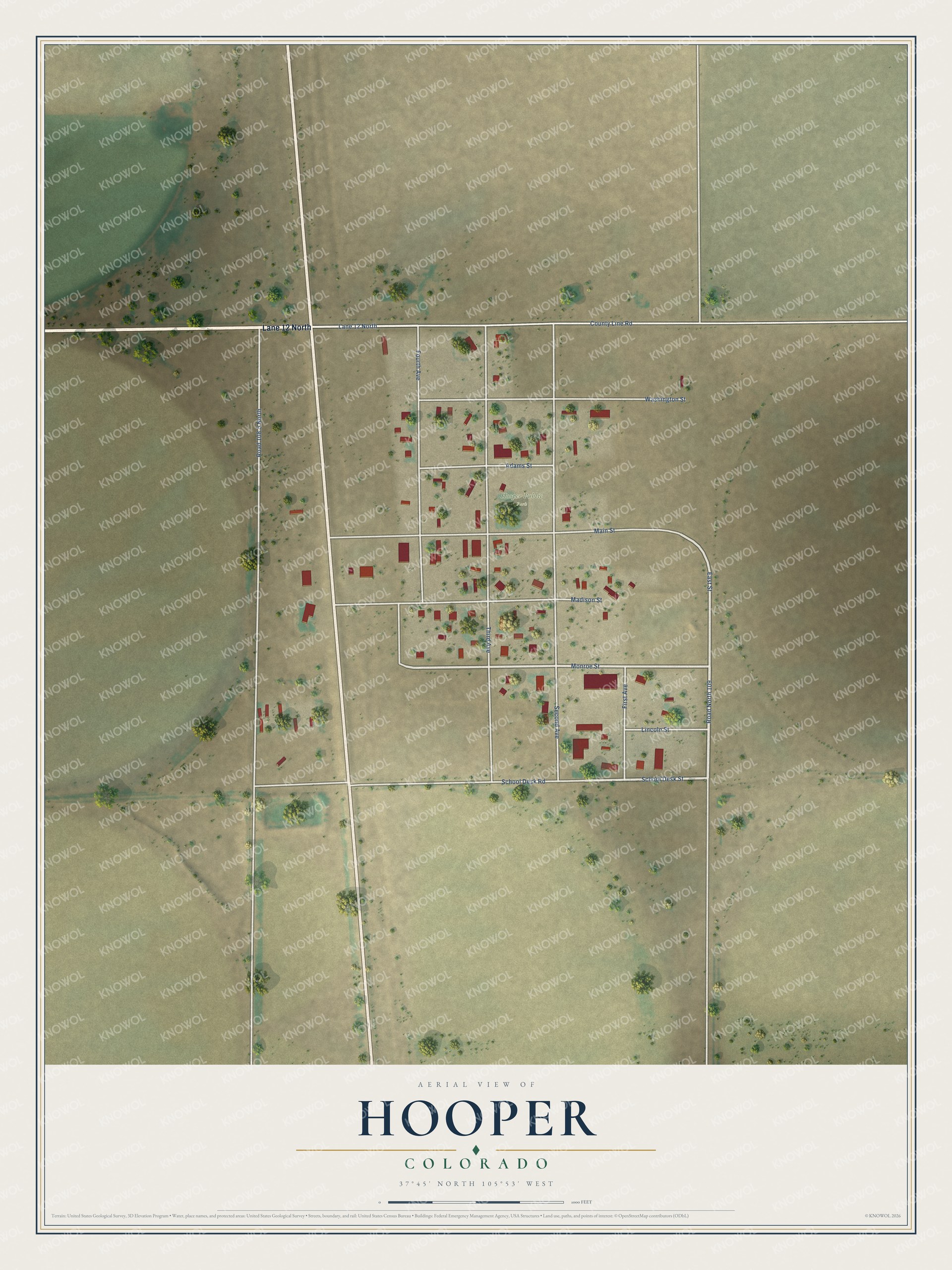 Watermarked full-map preview of Hooper, Colorado