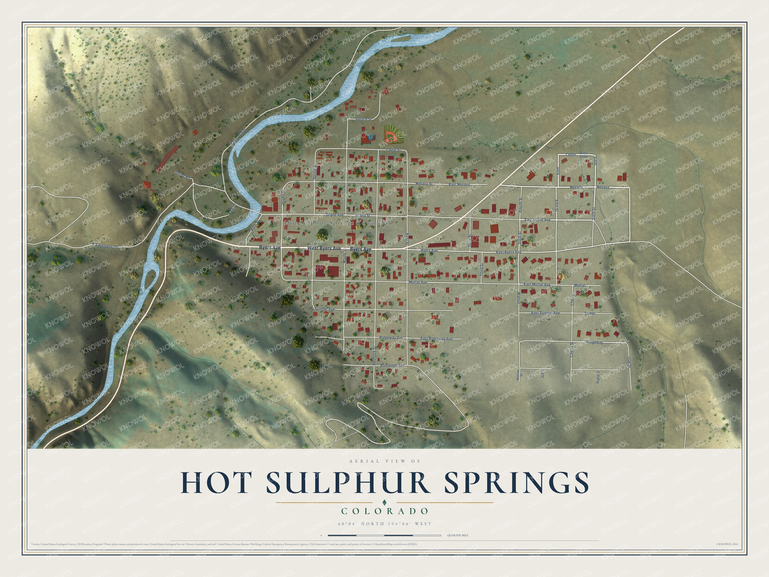 Watermarked full-map preview of Hot Sulphur Springs, Colorado