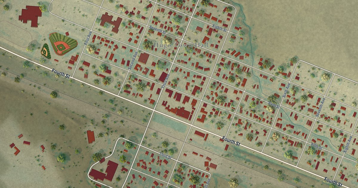 Map of Hugo, Colorado in 2026
