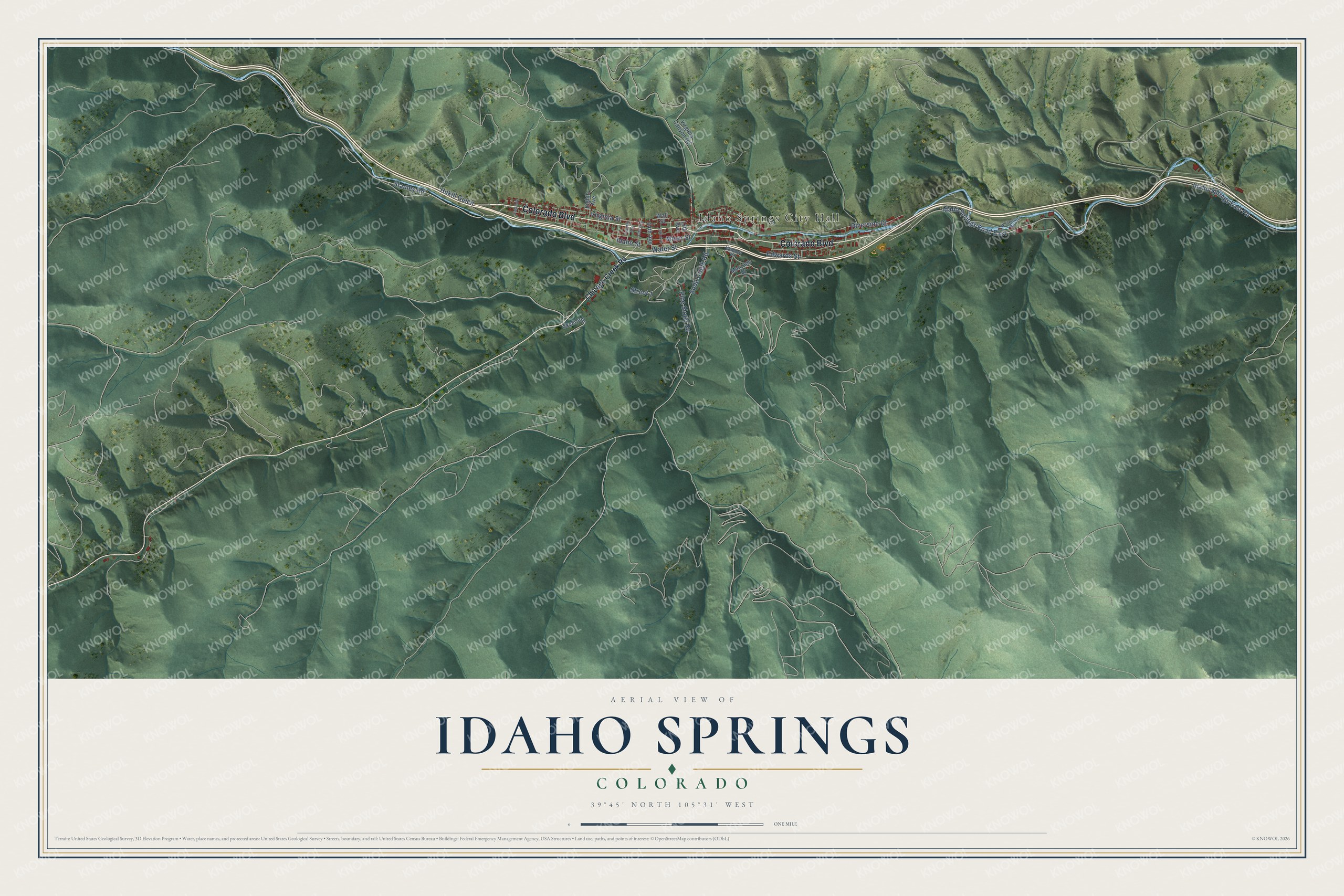 Watermarked full-map preview of Idaho Springs, Colorado