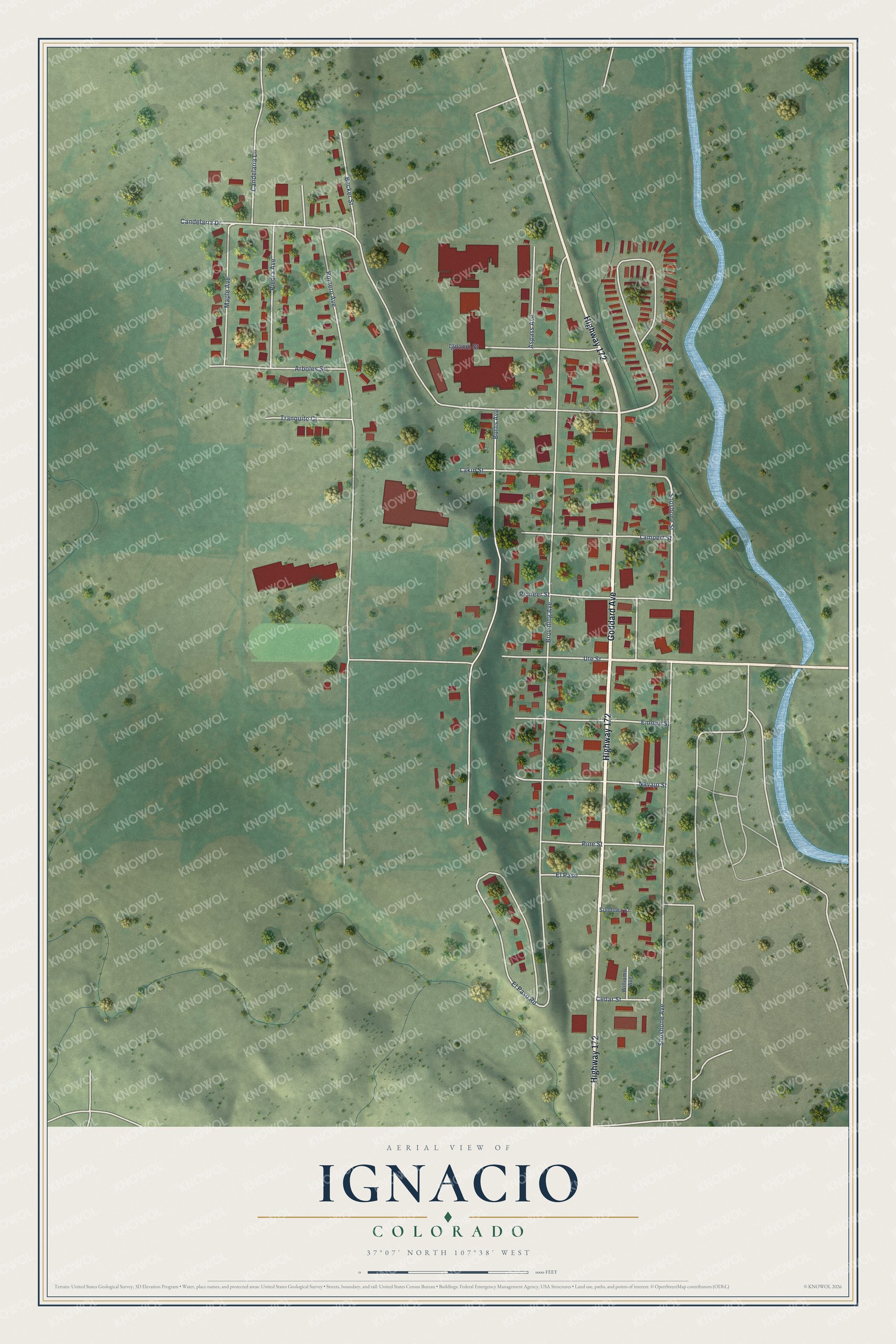 Watermarked full-map preview of Ignacio, Colorado