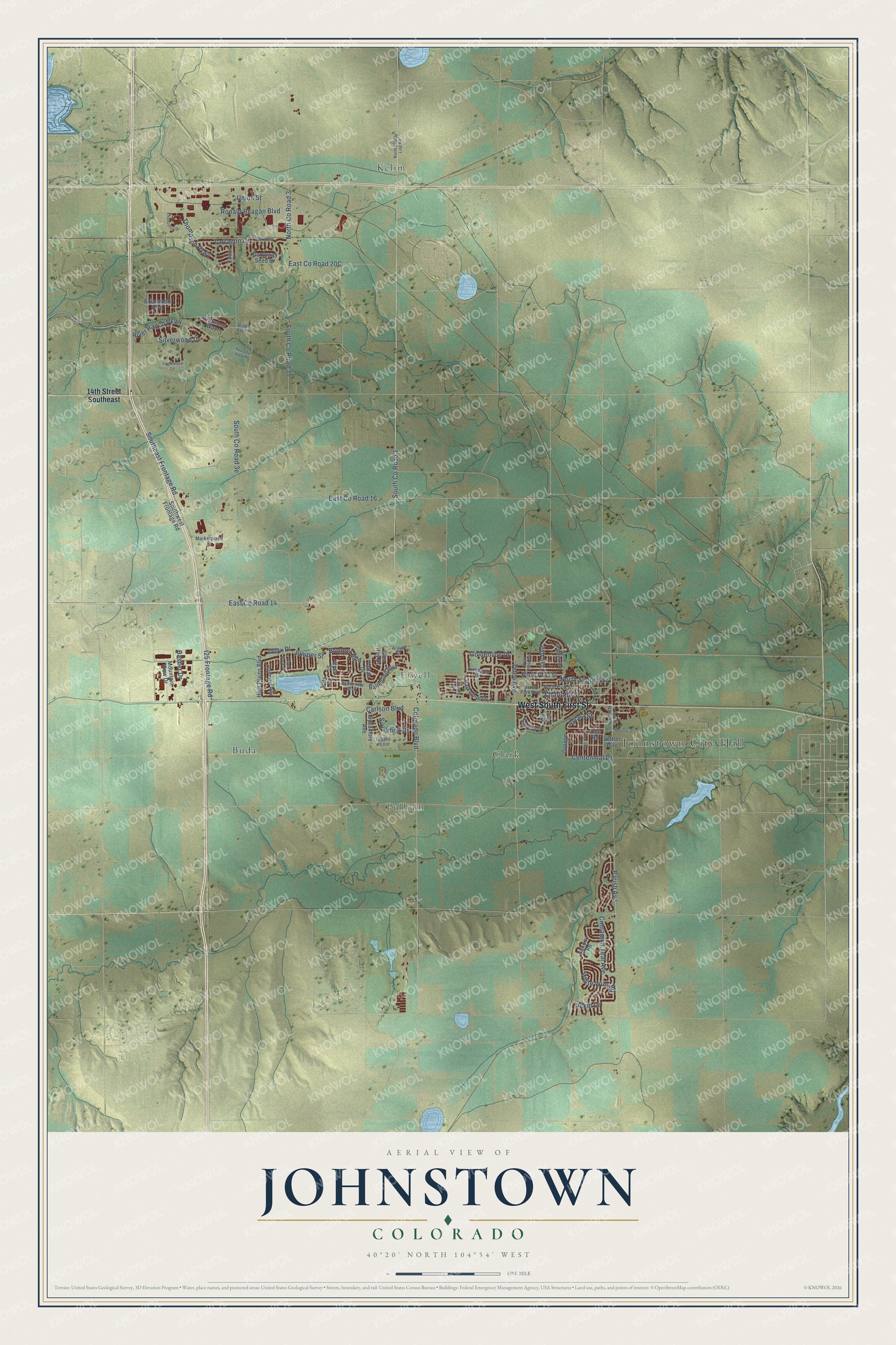 Watermarked full-map preview of Johnstown, Colorado