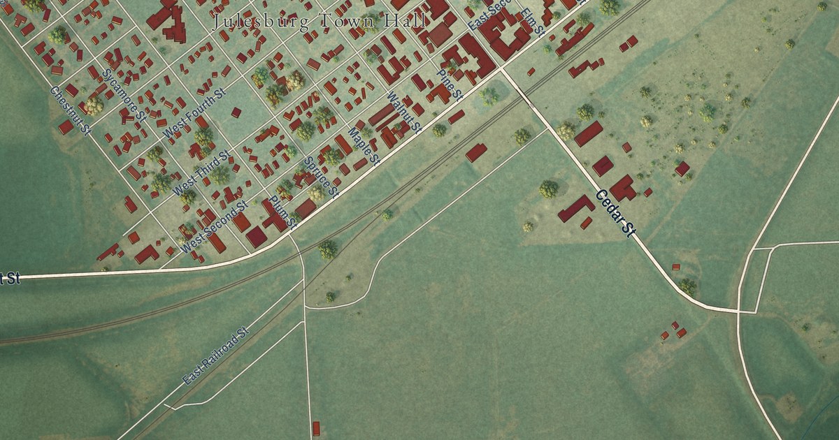 Map of Julesburg, Colorado in 2026