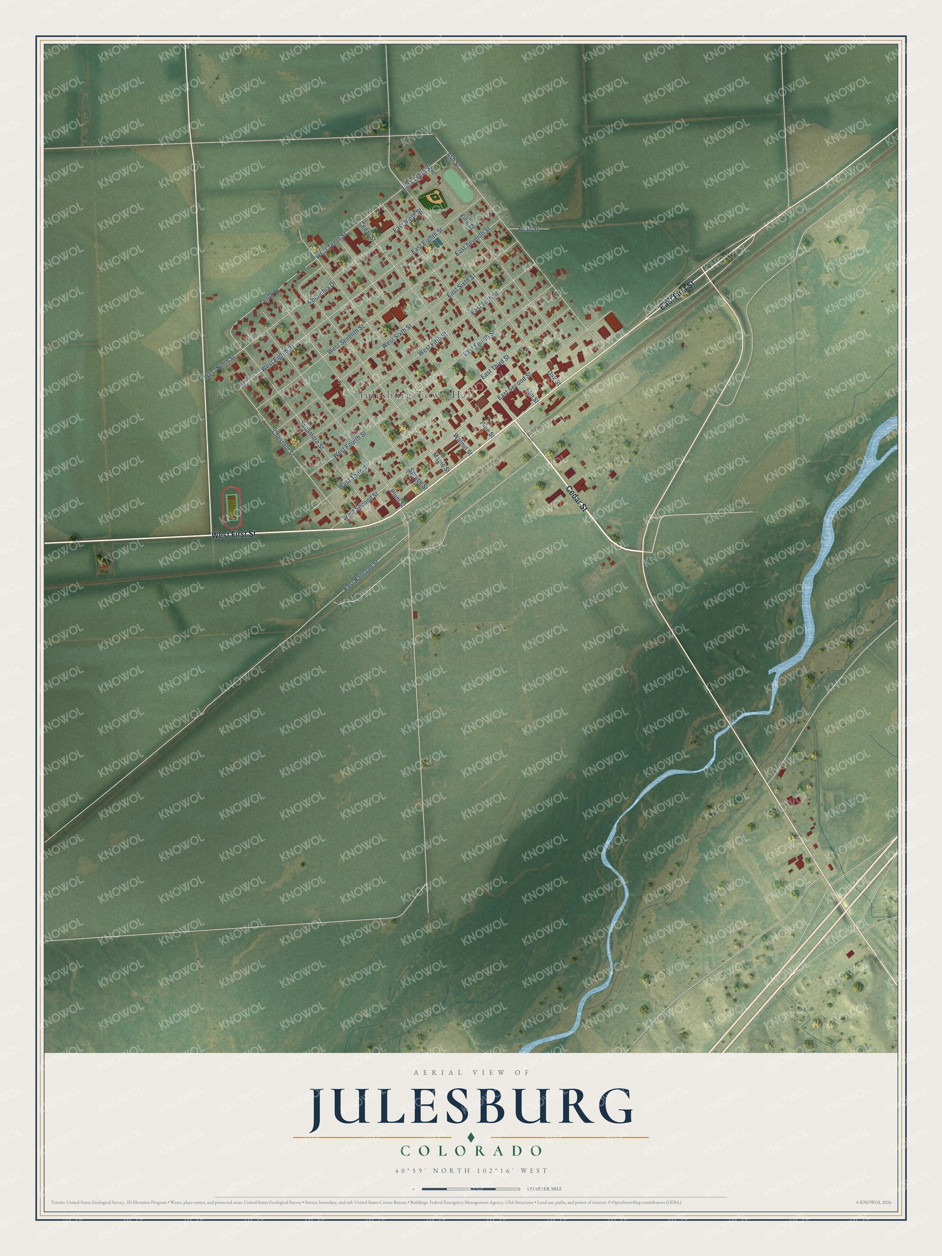Watermarked full-map preview of Julesburg, Colorado