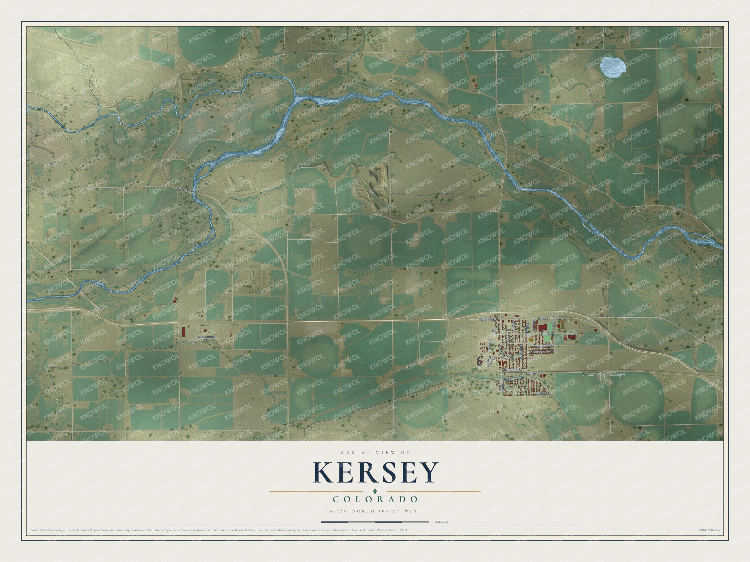 Watermarked full-map preview of Kersey, Colorado