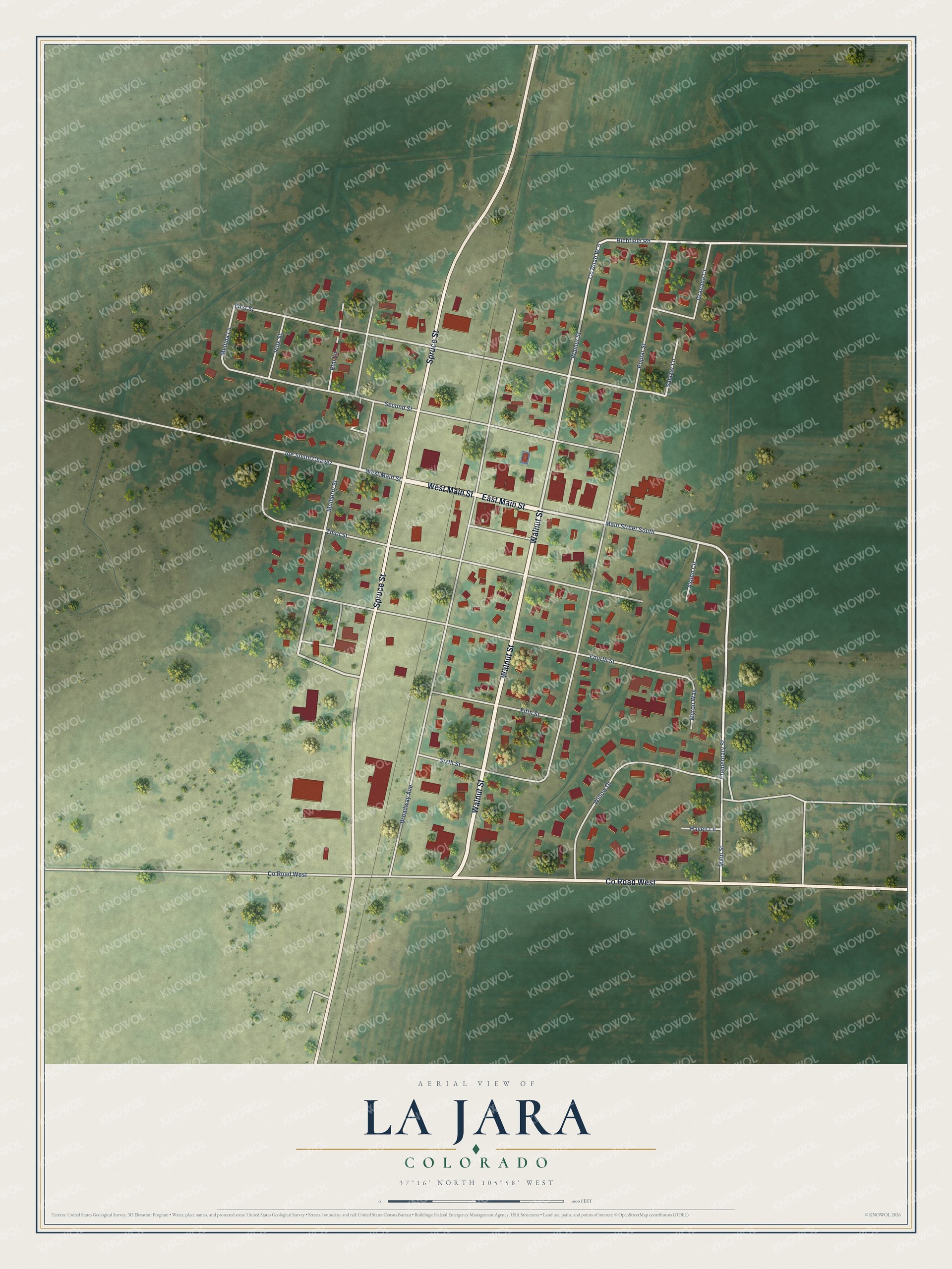 Watermarked full-map preview of La Jara, Colorado