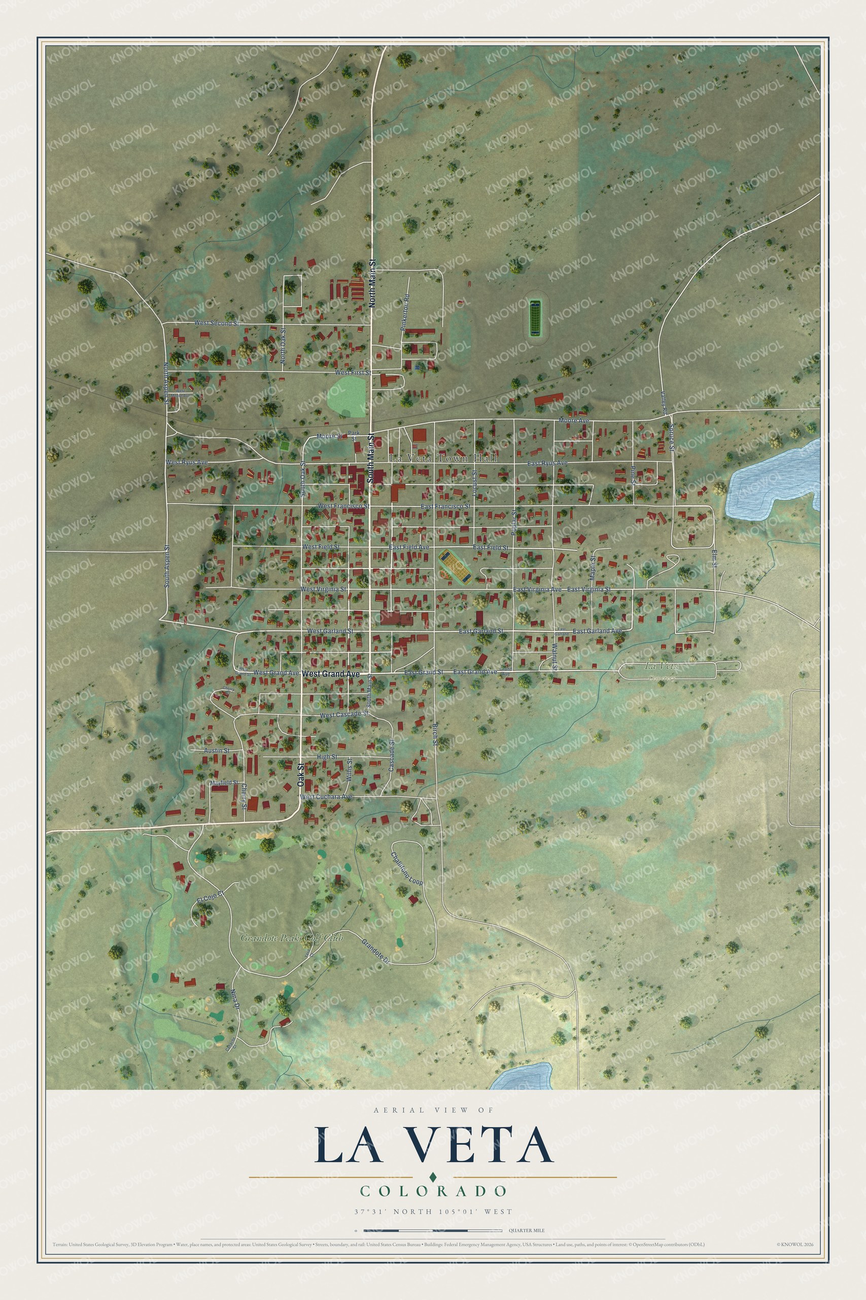 Watermarked full-map preview of La Veta, Colorado