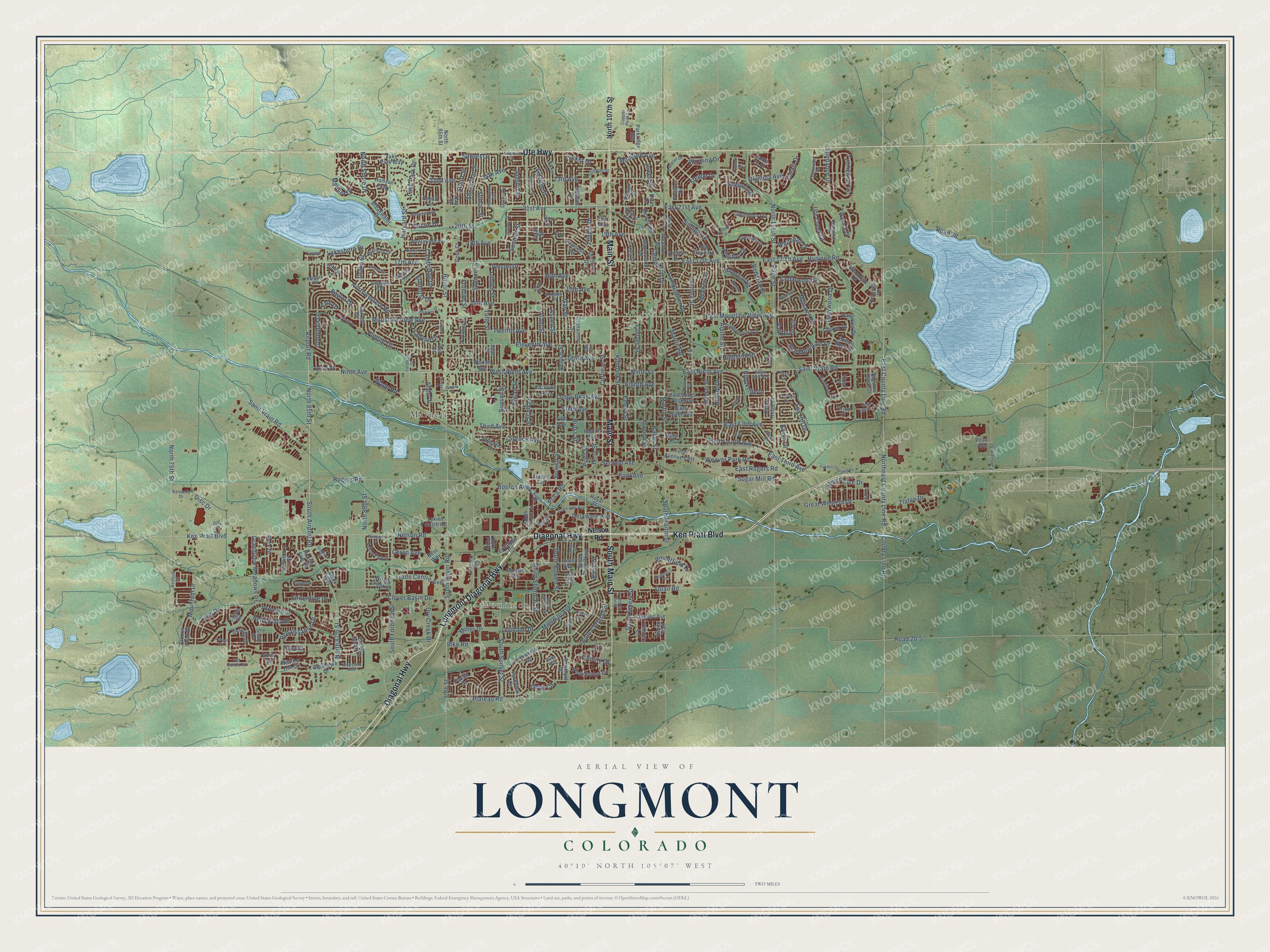 Watermarked full-map preview of Longmont, Colorado