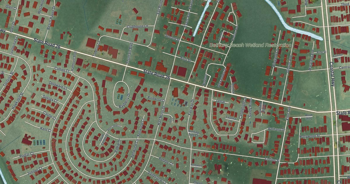 Map of Bethany Beach, Delaware in 2026