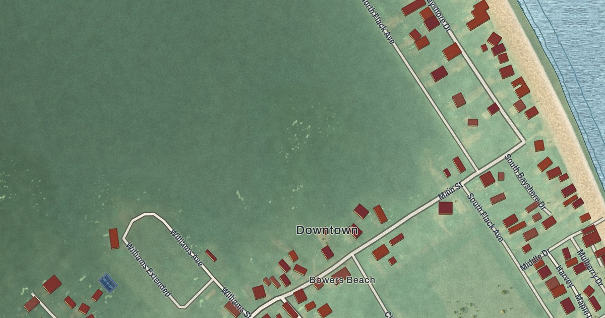 Map of Bowers, Delaware in 2026