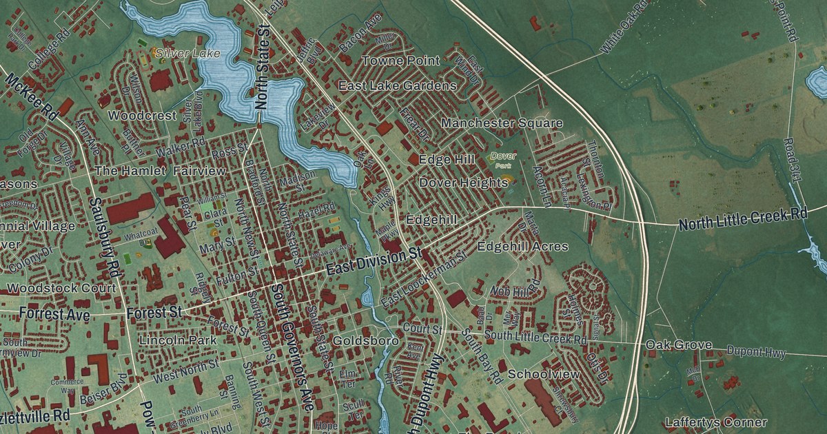 Map of Dover, Delaware in 2026