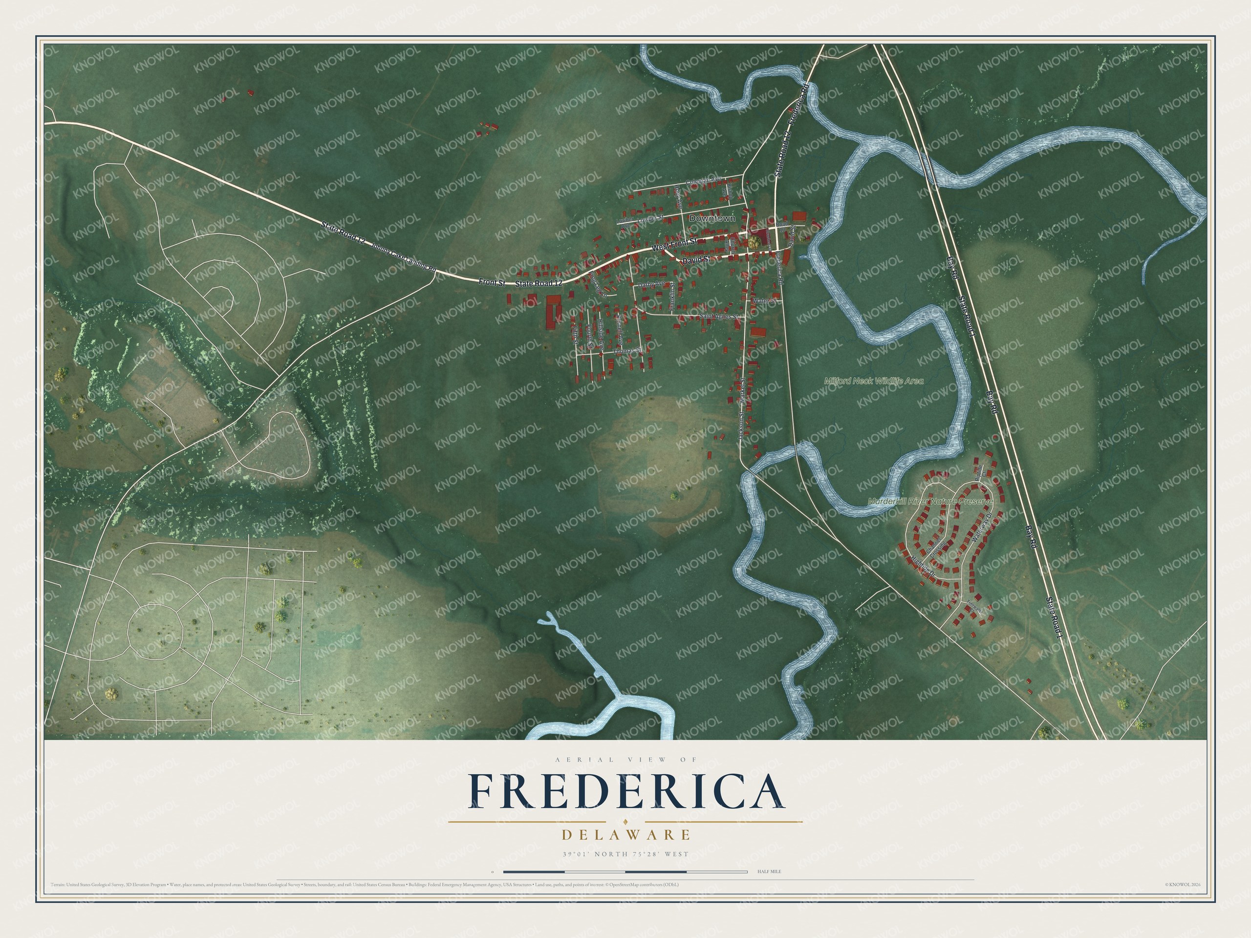 Watermarked full-map preview of Frederica, Delaware