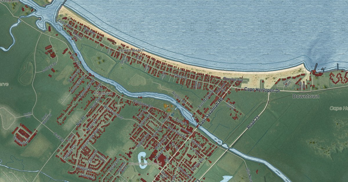 Map of Lewes, Delaware in 2026