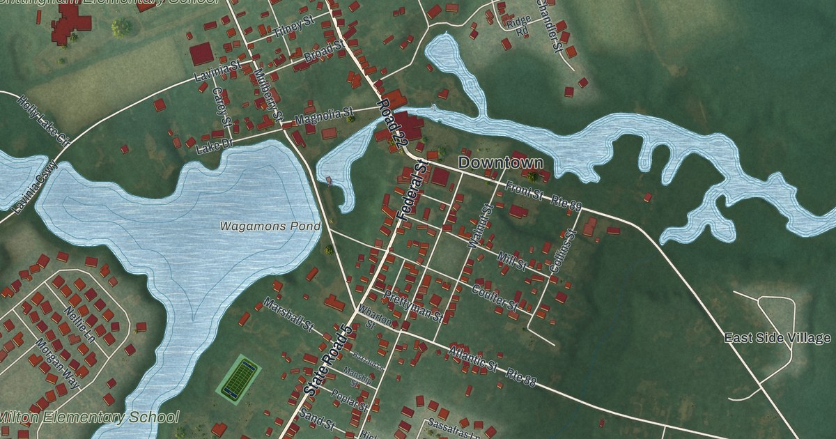 Map of Milton, Delaware in 2026